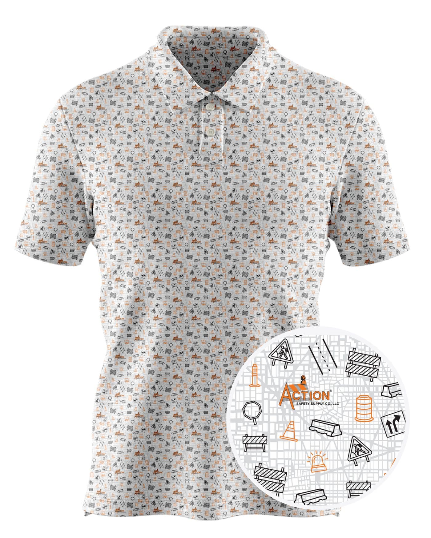 Action Safety custom all-over print polo