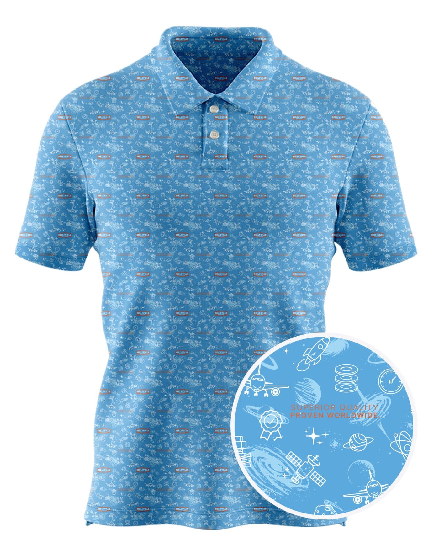 Belleville International custom all-over print polo