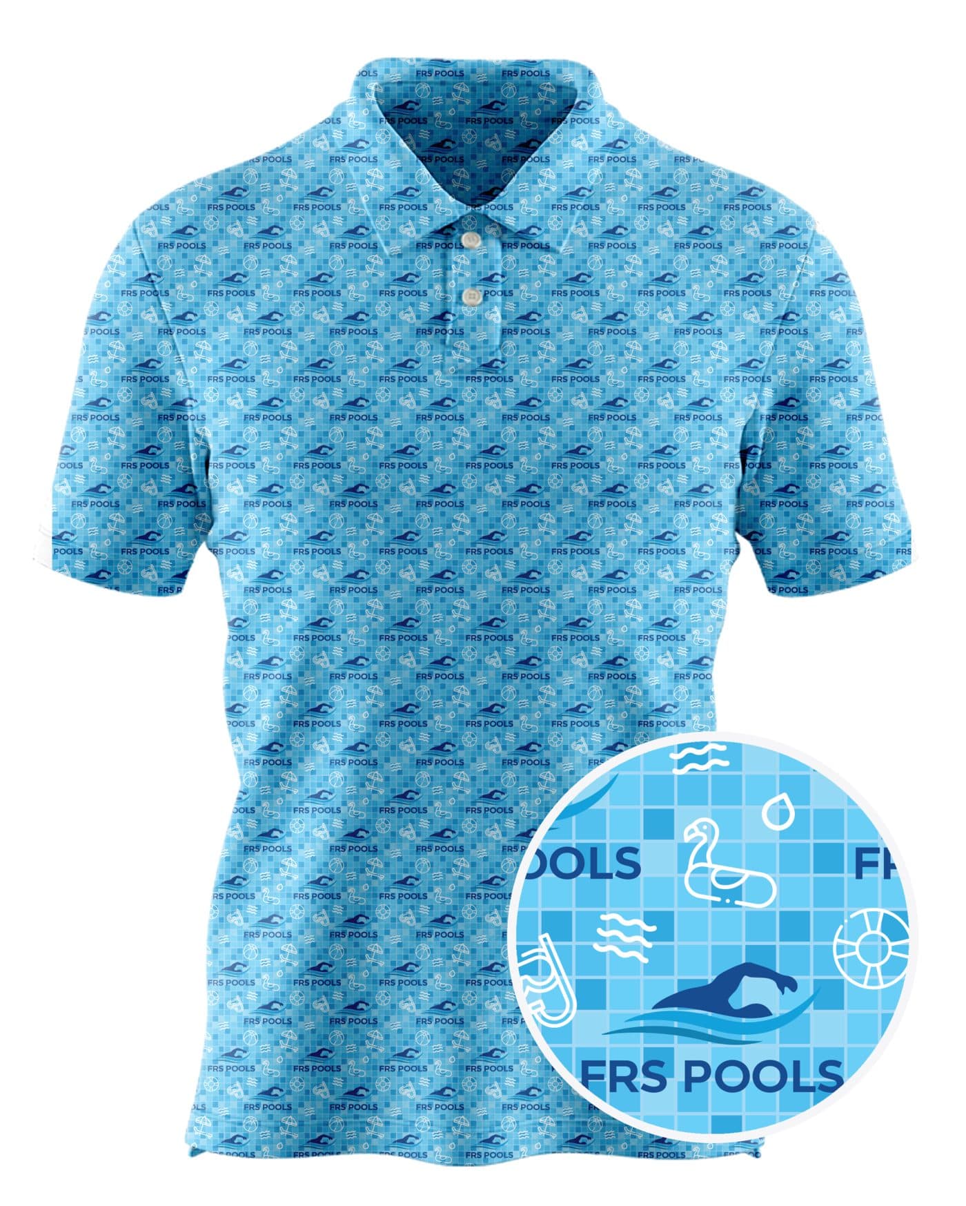 FRS Pools custom all-over print polo