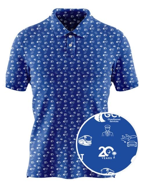 GCI Chauffeured Services custom all-over print polo