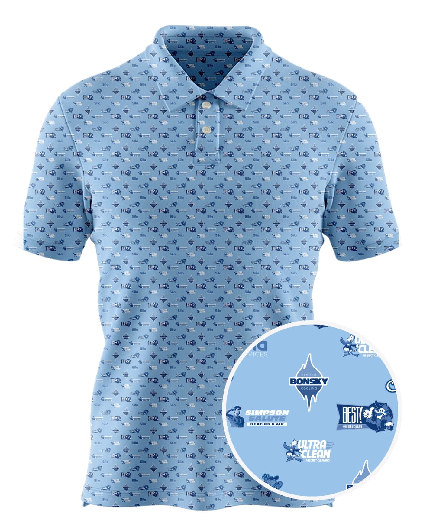 Heating & Air custom all-over print polo