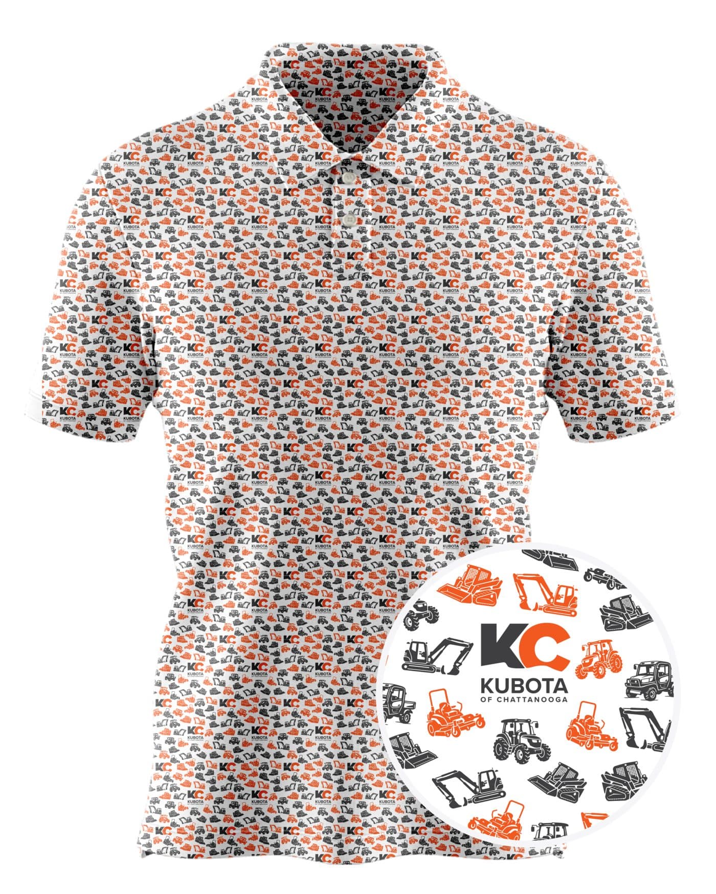 Kubota custom all-over print polo