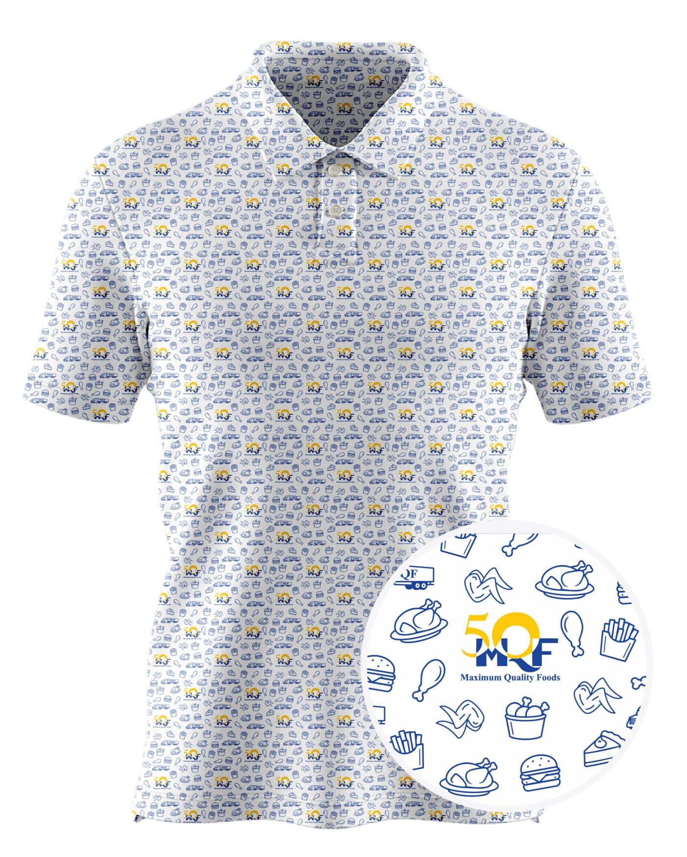 Maximum Quality Foods custom all-over print polo