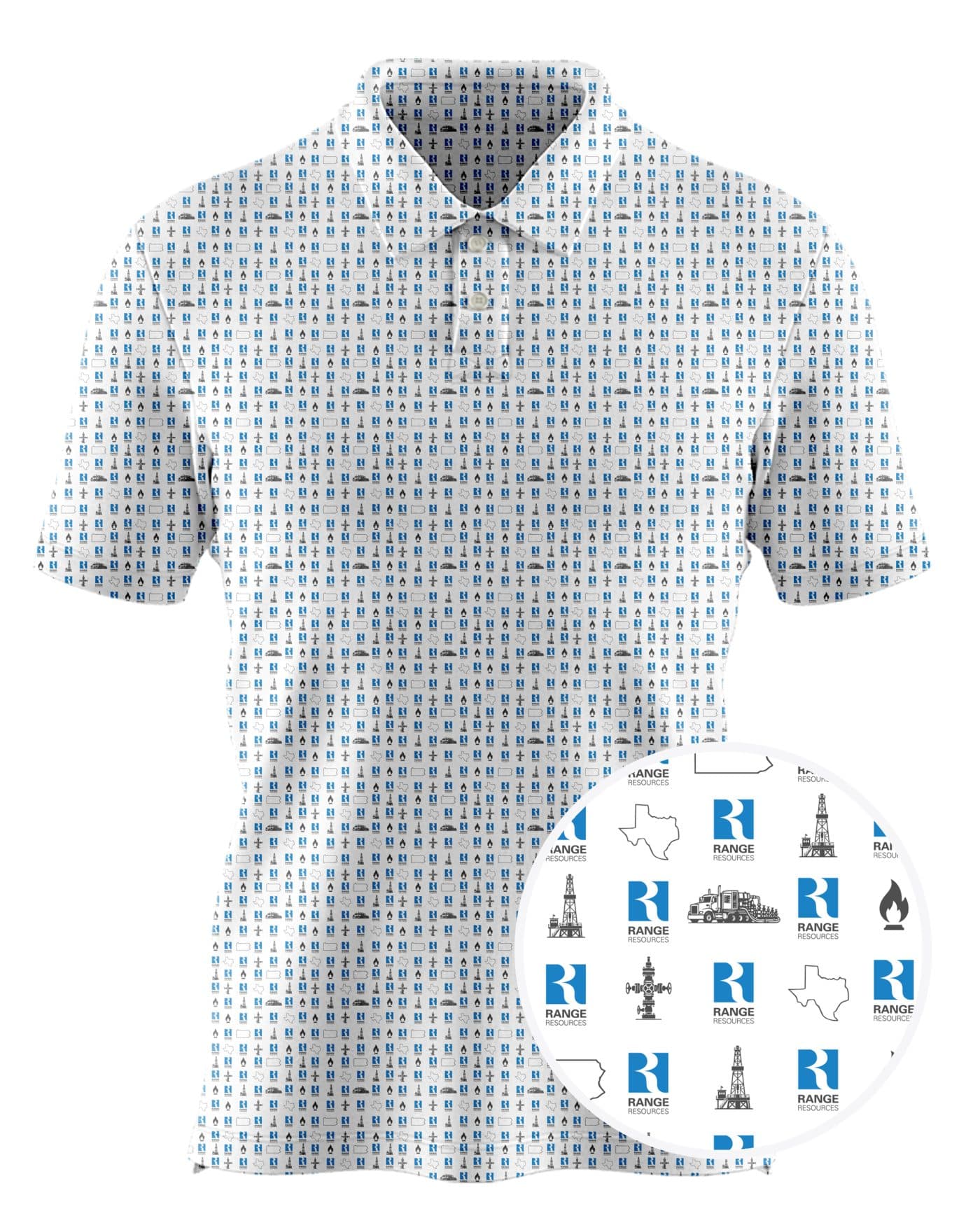 Range Resources custom all-over print polo