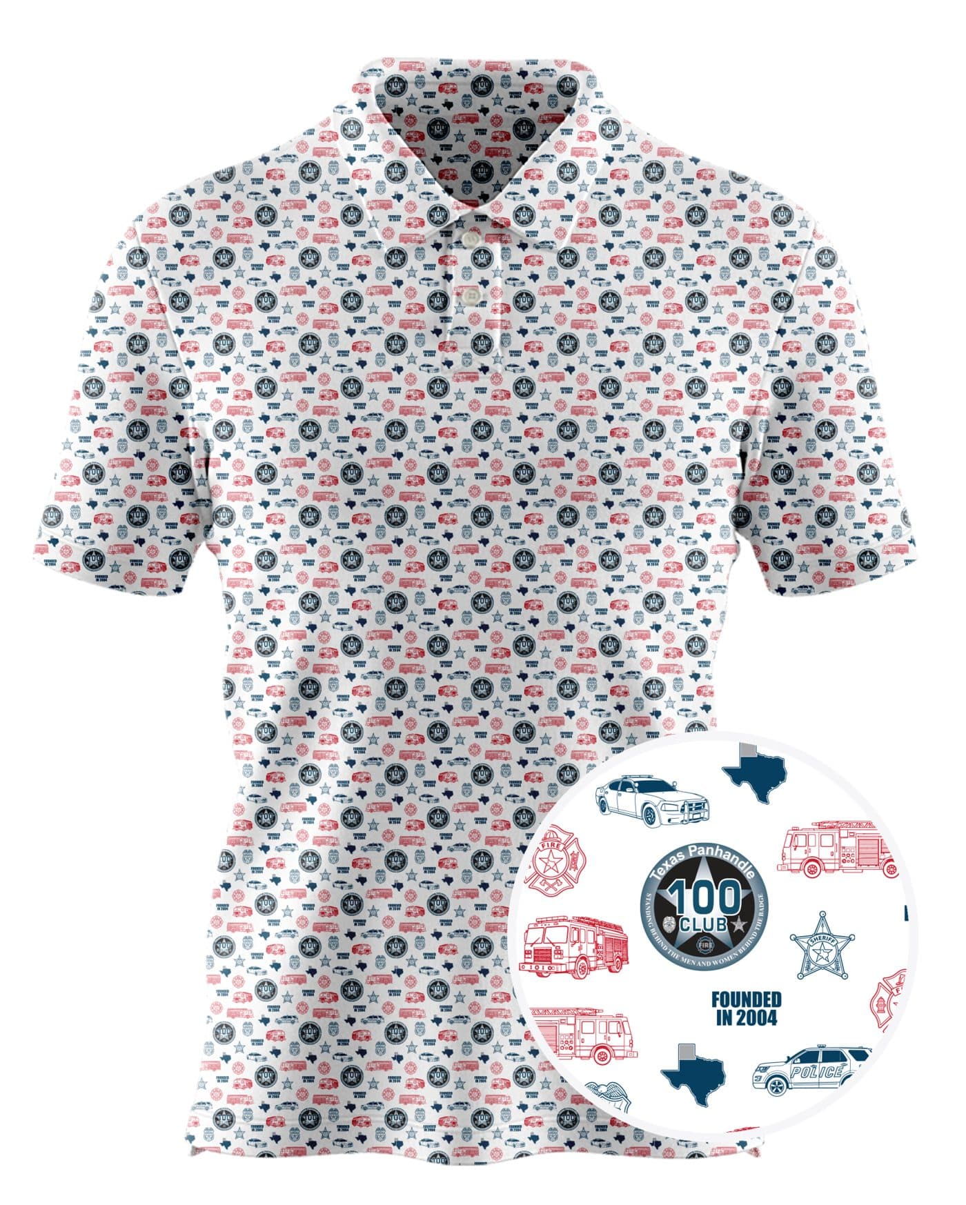 Texas Panhandle 100 Club custom all-over print polo