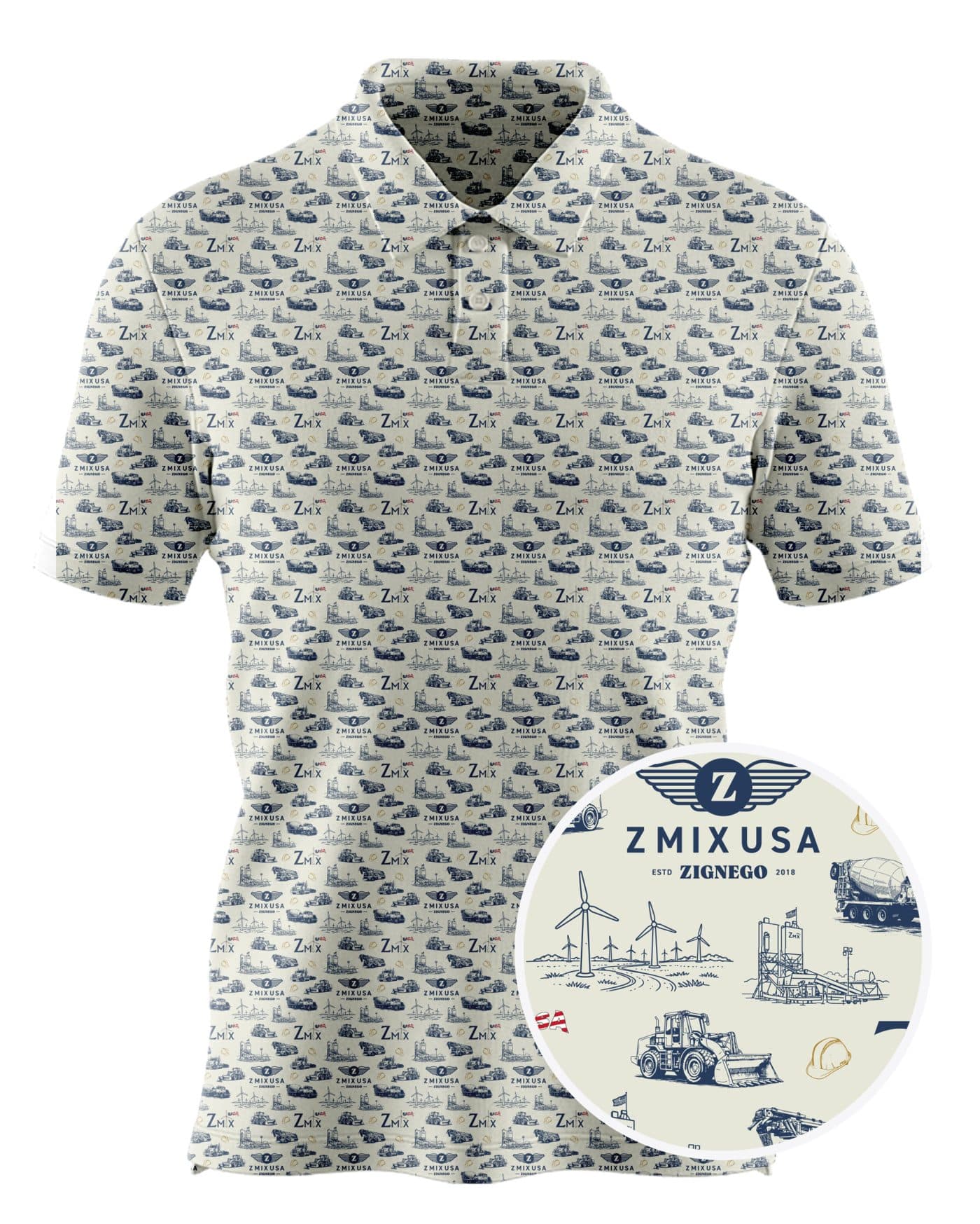 Z Mix USA custom all-over print polo