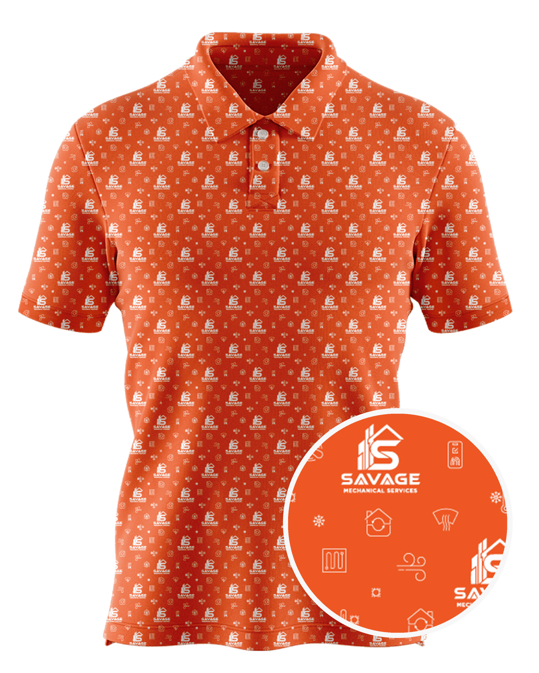 Integrity Roofing custom all-over print polo