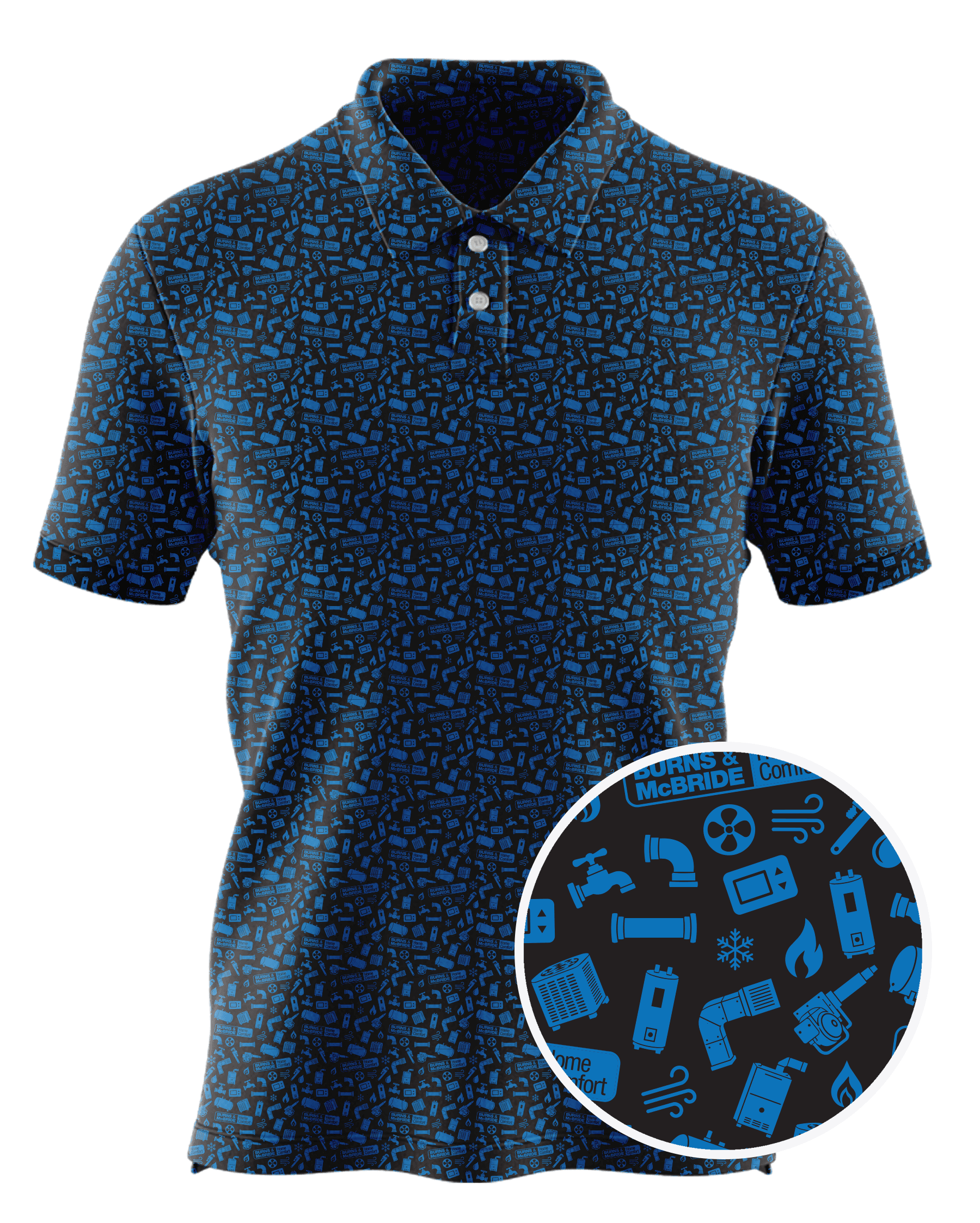 Burns & McBride Home Comfort custom all-over print polo