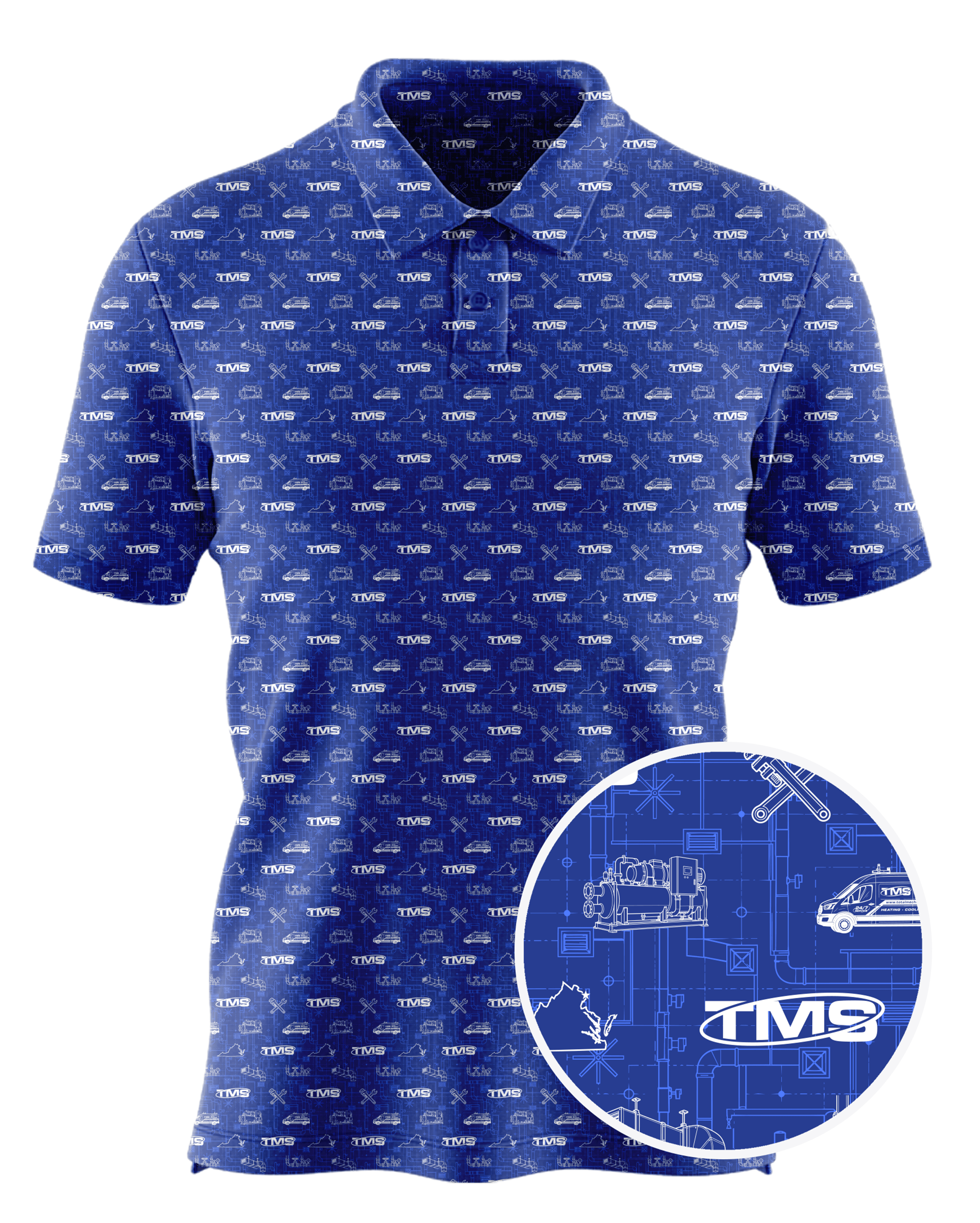 Total Mechanical Solutions, LLC custom all-over print polo