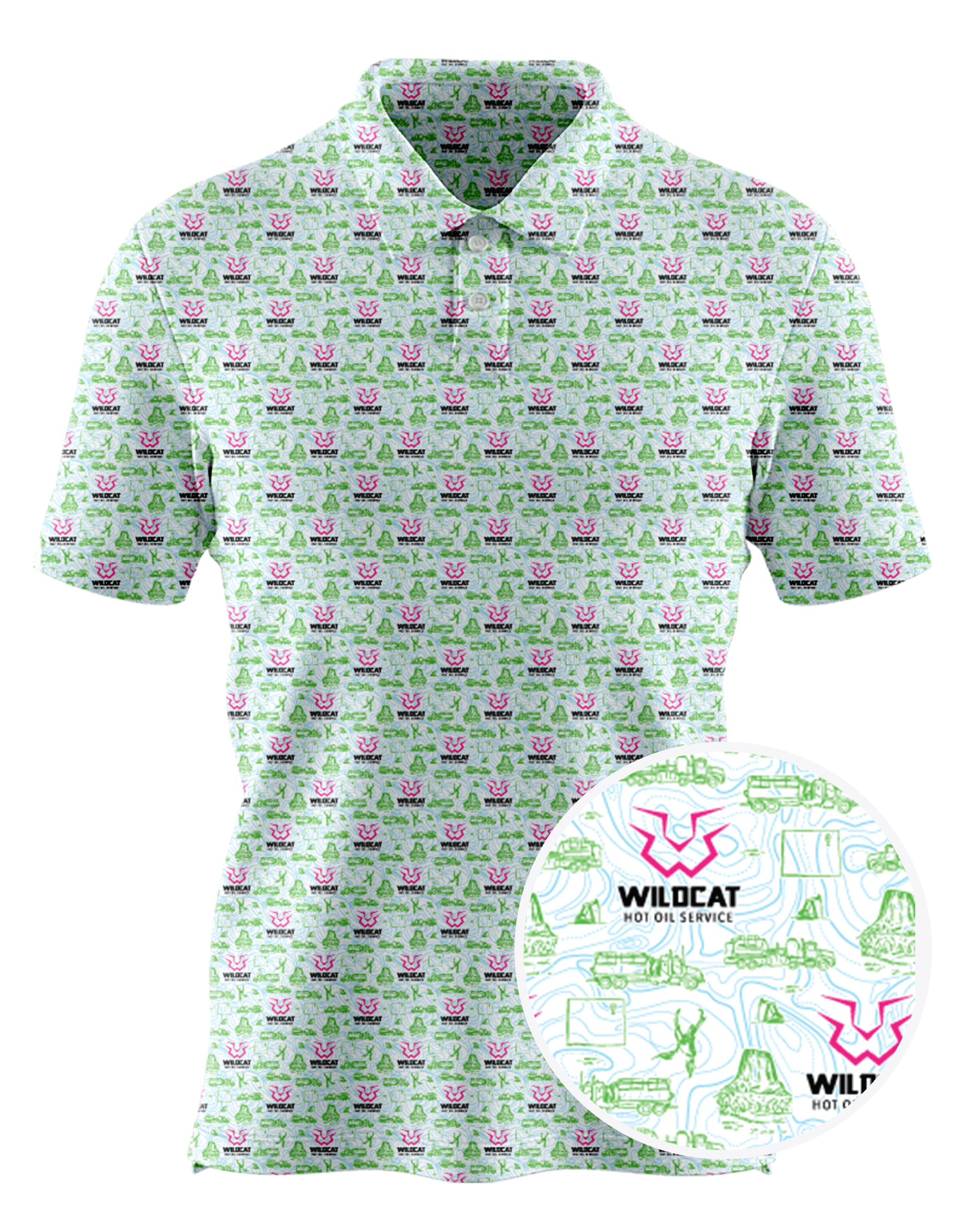 Wildcat Hot Oil custom all-over print polo