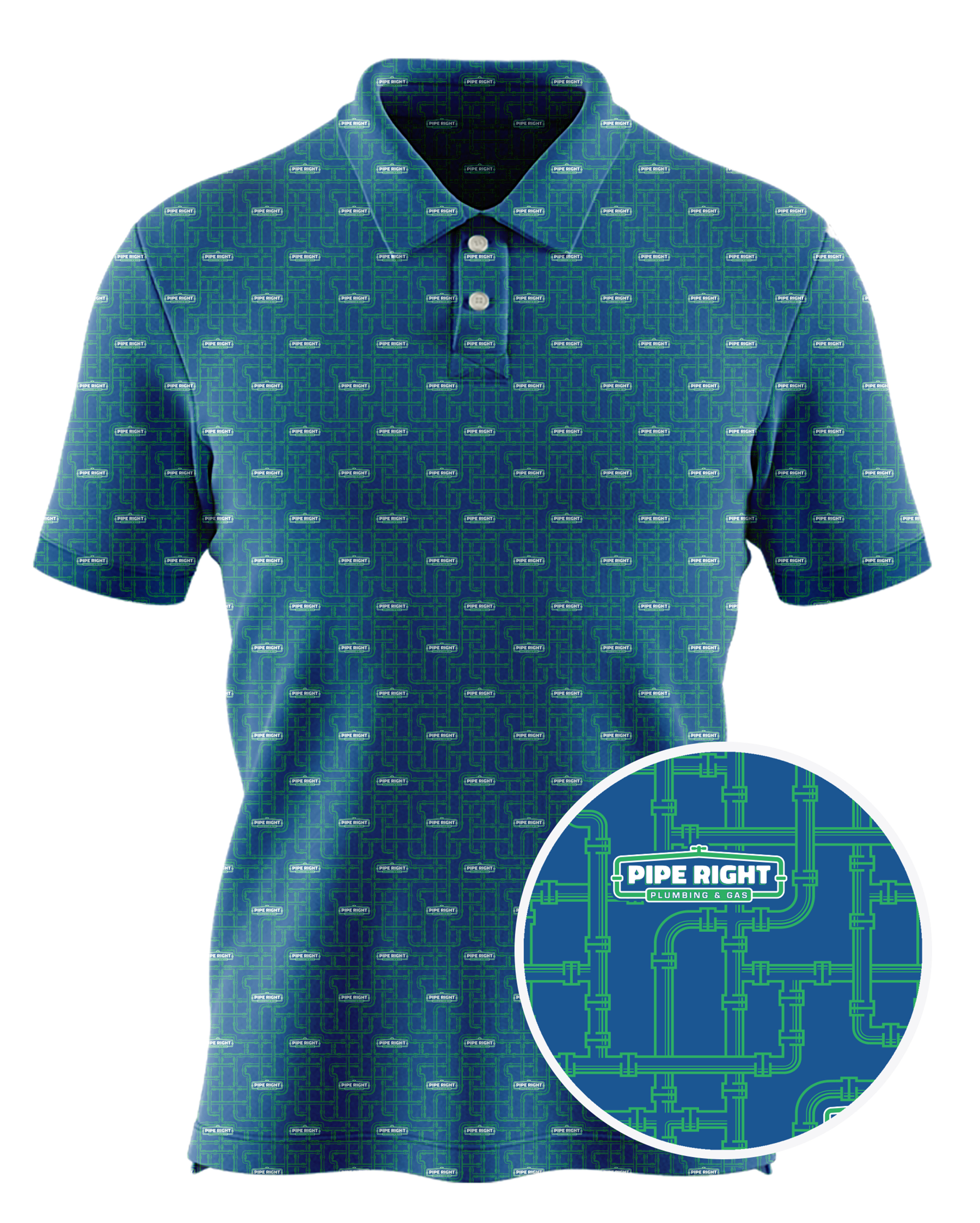 Pipe right plumbing custom all-over print polo