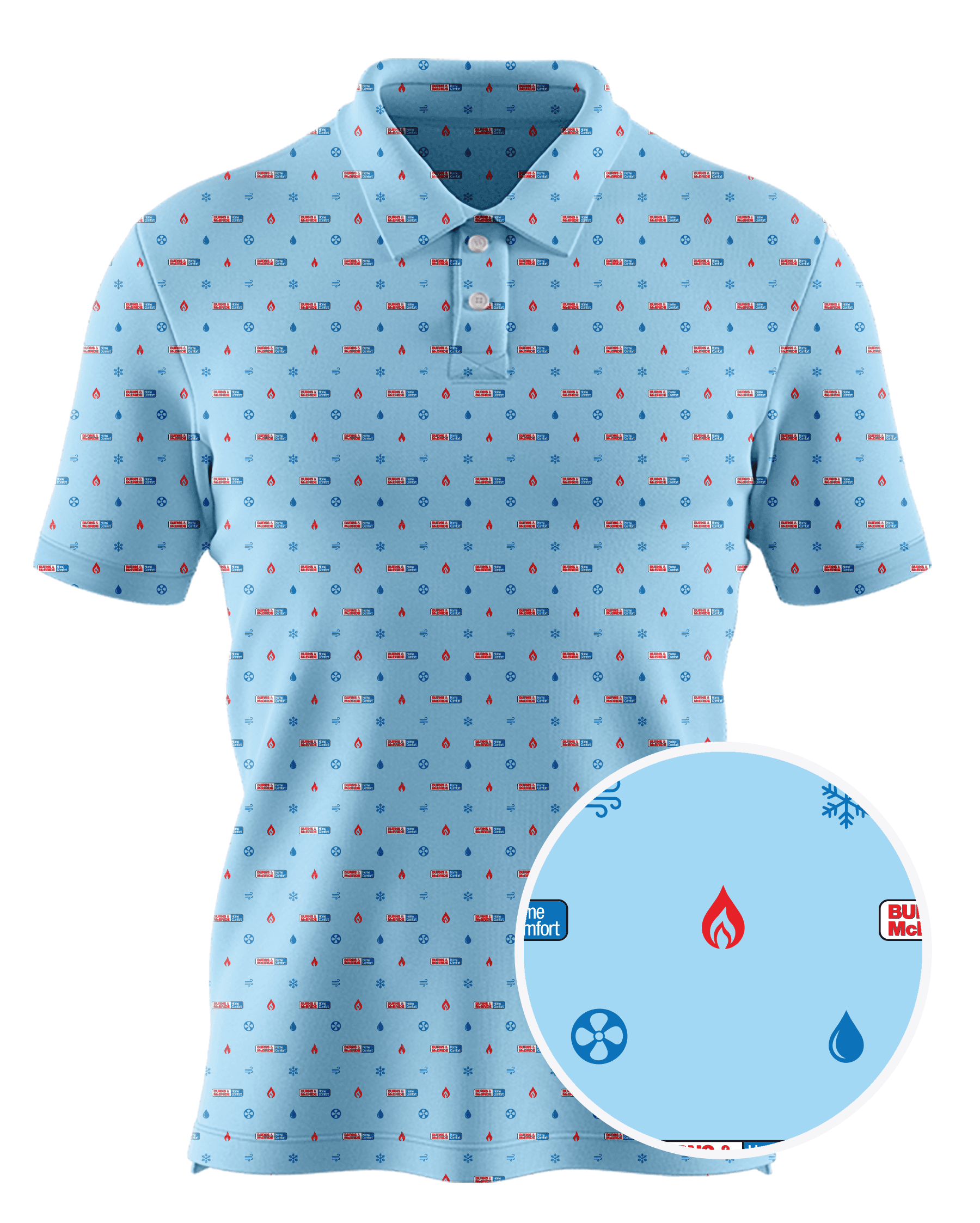Burns & McBride Home Comfort custom all-over print polo