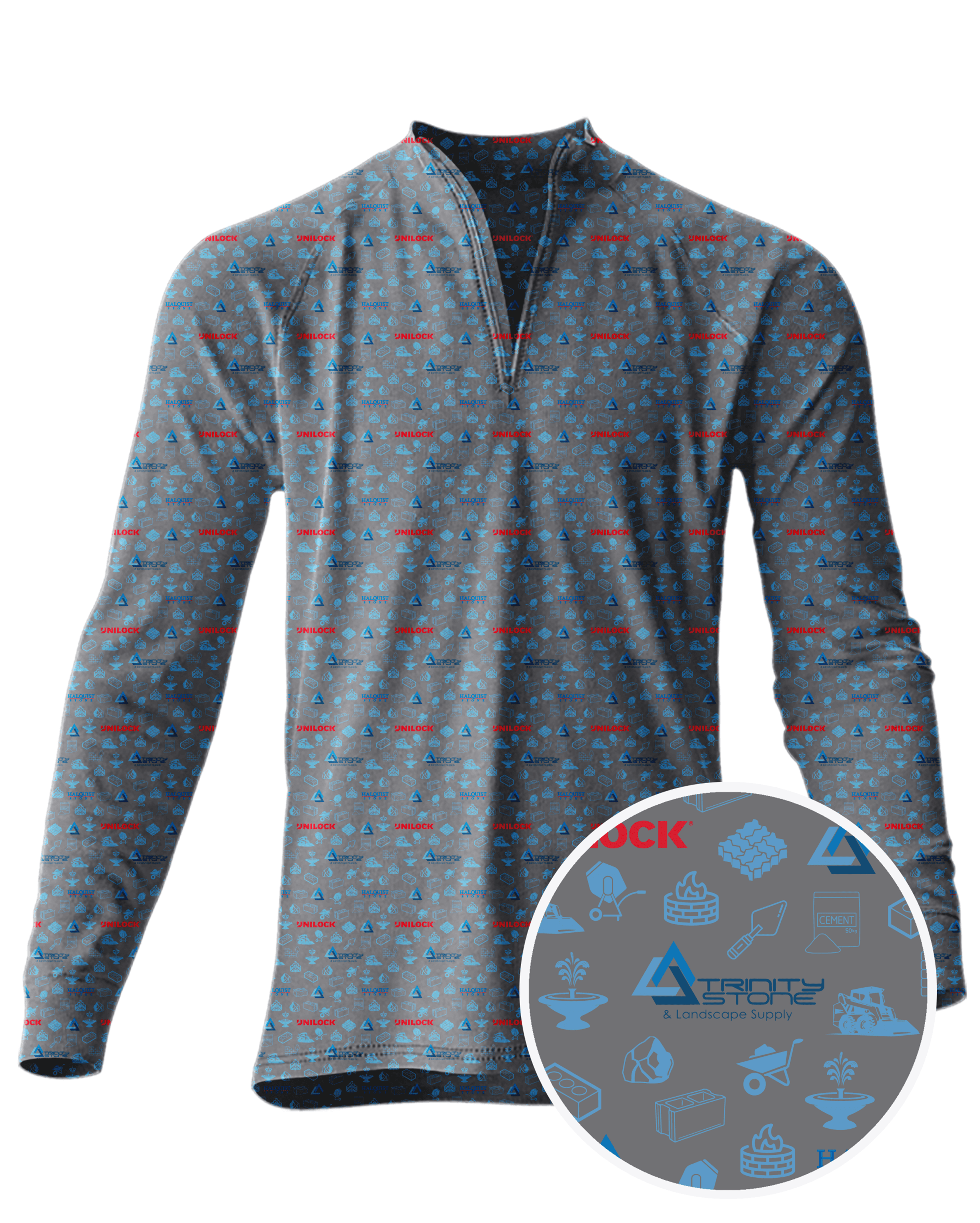 Trinity Stone & Landscape Supply custom all-over print polo