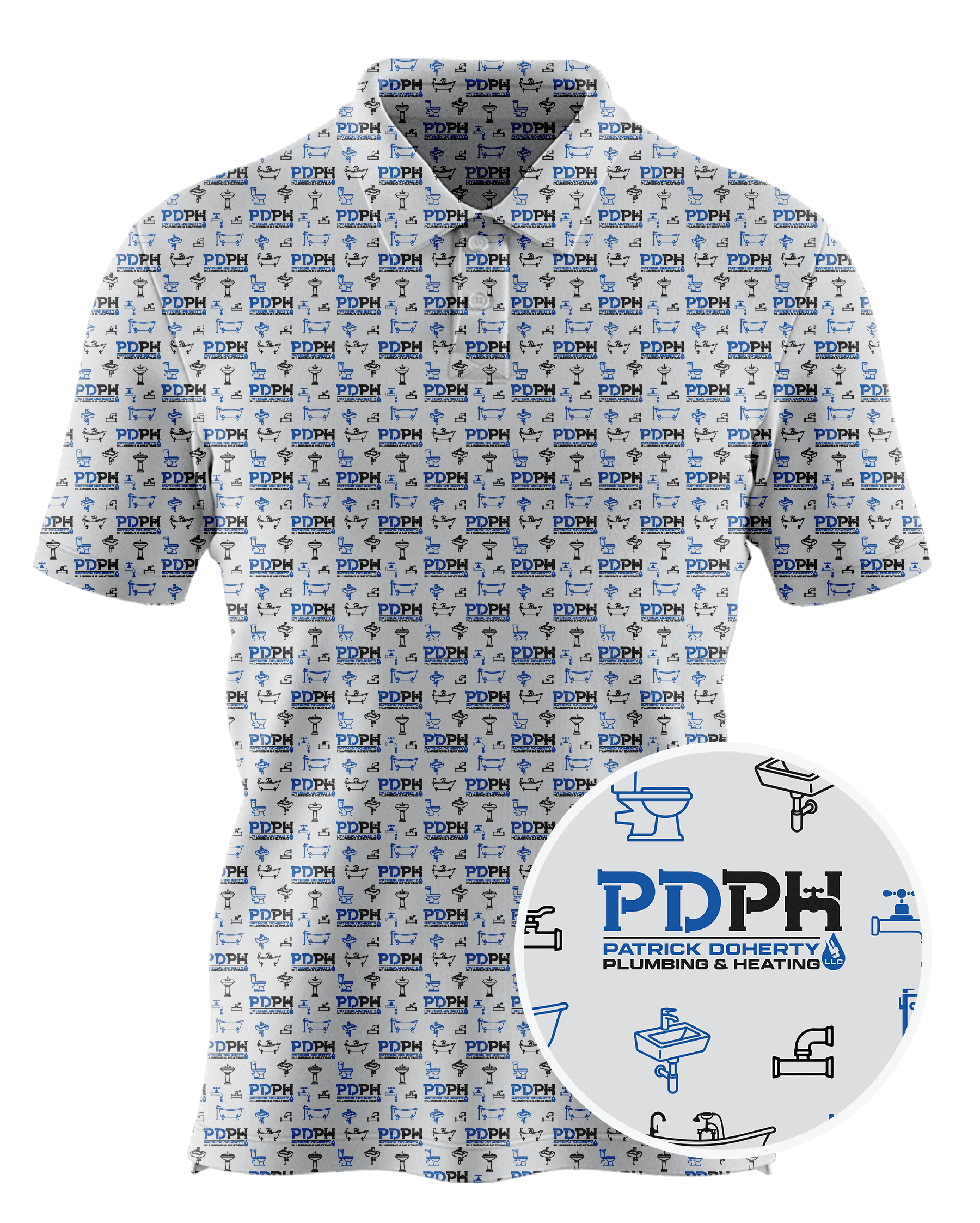 Patrick Doherty Plumbing & Heating LLC. custom all-over print polo