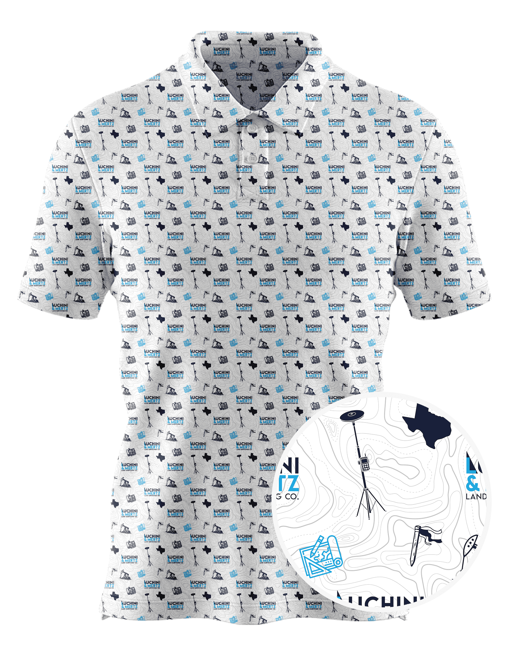 Luchini & Mertz Land Surveying Co. custom all-over print polo