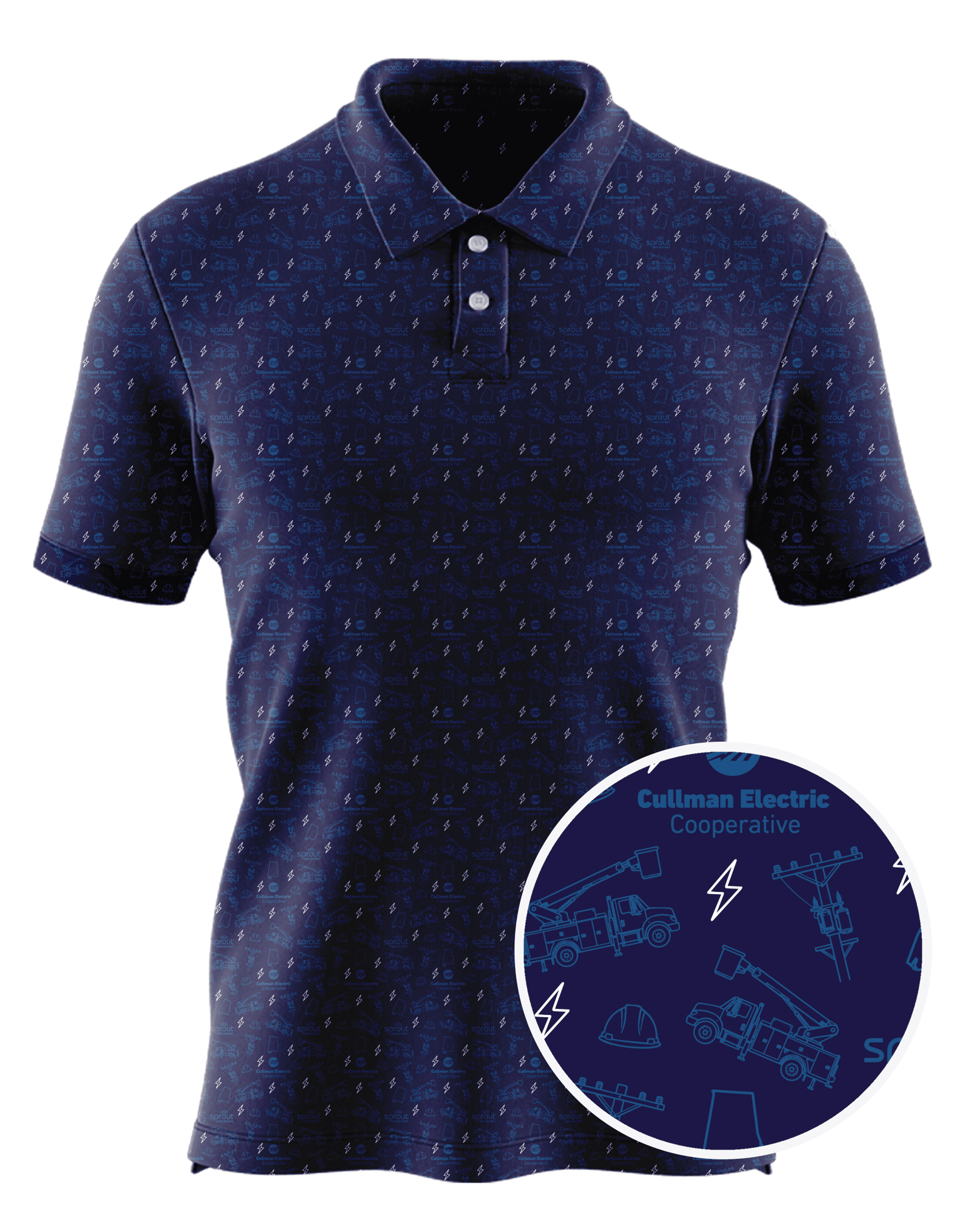Cullman Electric Cooperative custom all-over print polo