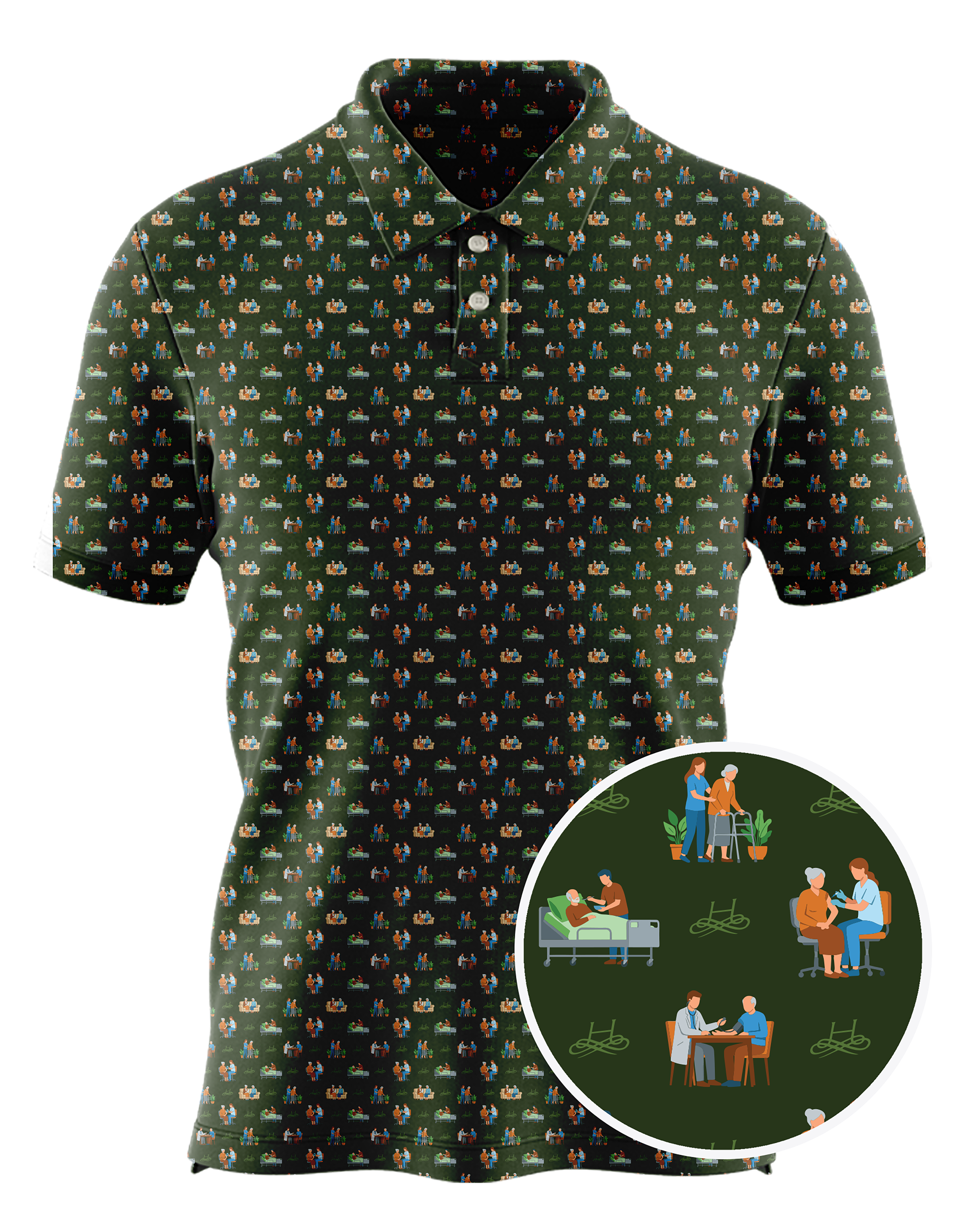 Hyde Park Healthcare Center custom all-over print polo