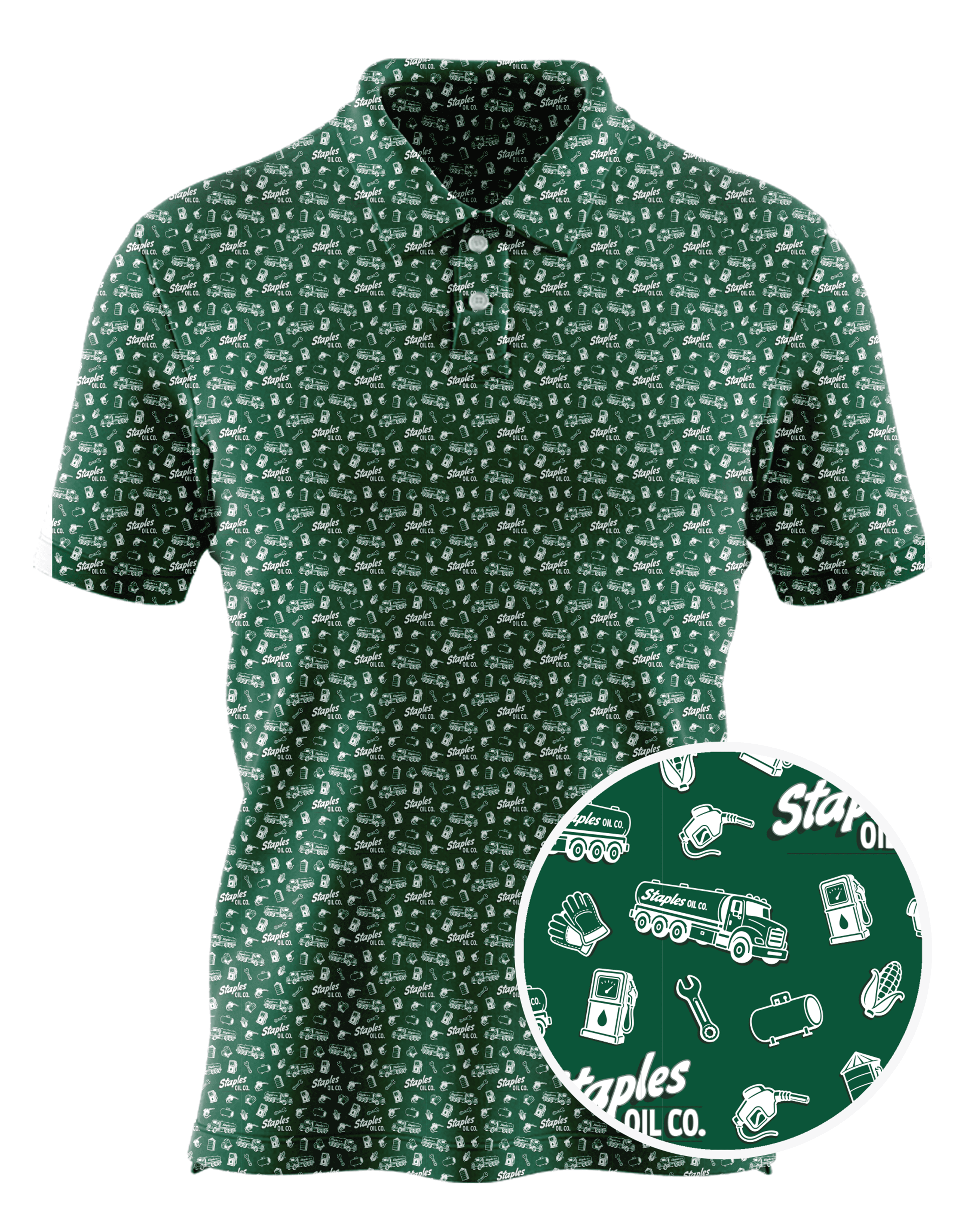 Staples Oil custom all-over print polo
