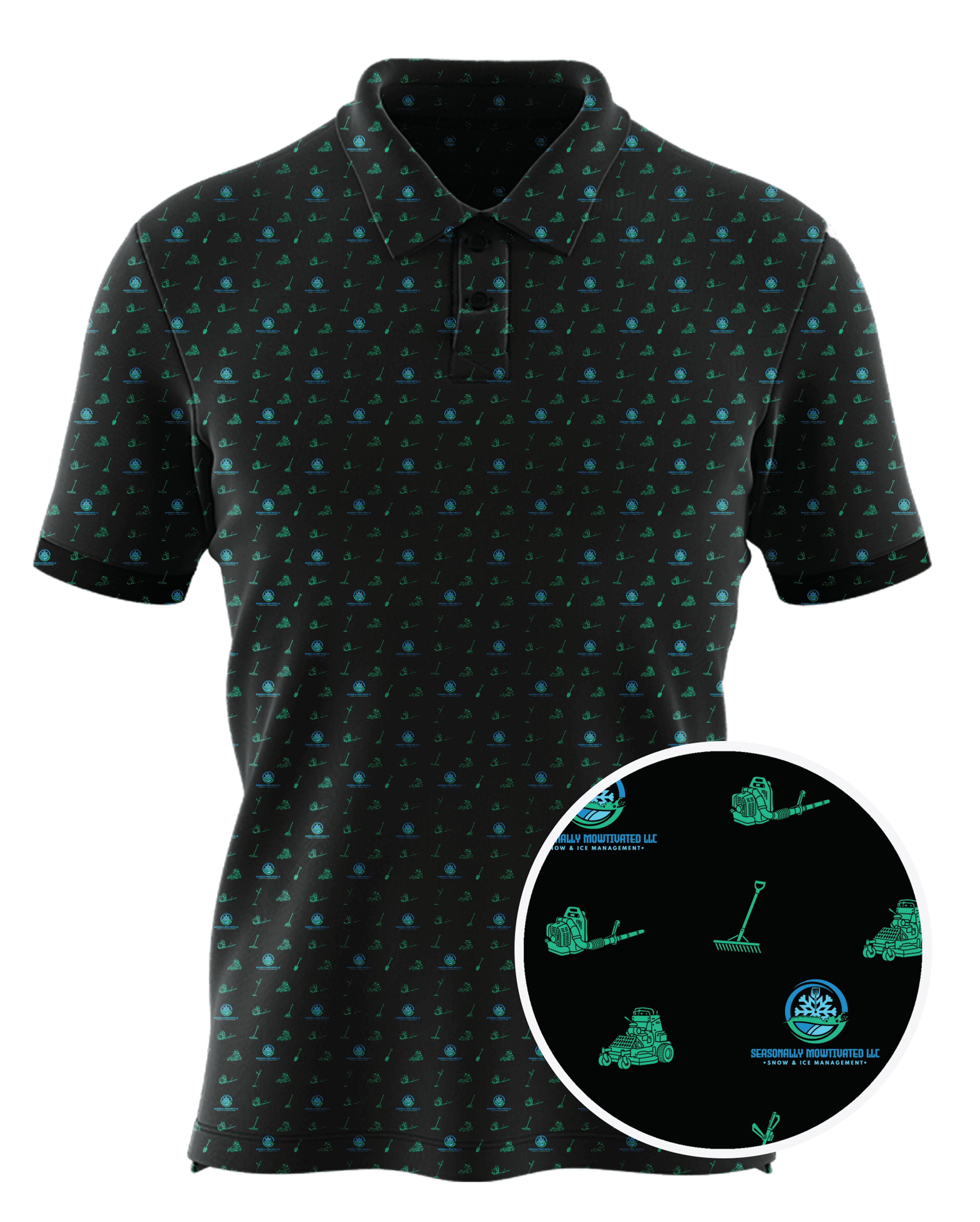 Seasonally Mowtivated LLC custom all-over print polo