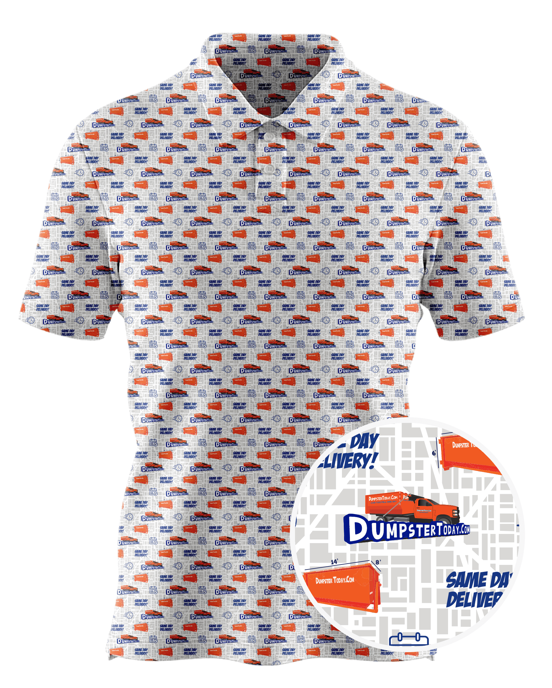 Dumpster Today custom all-over print polo