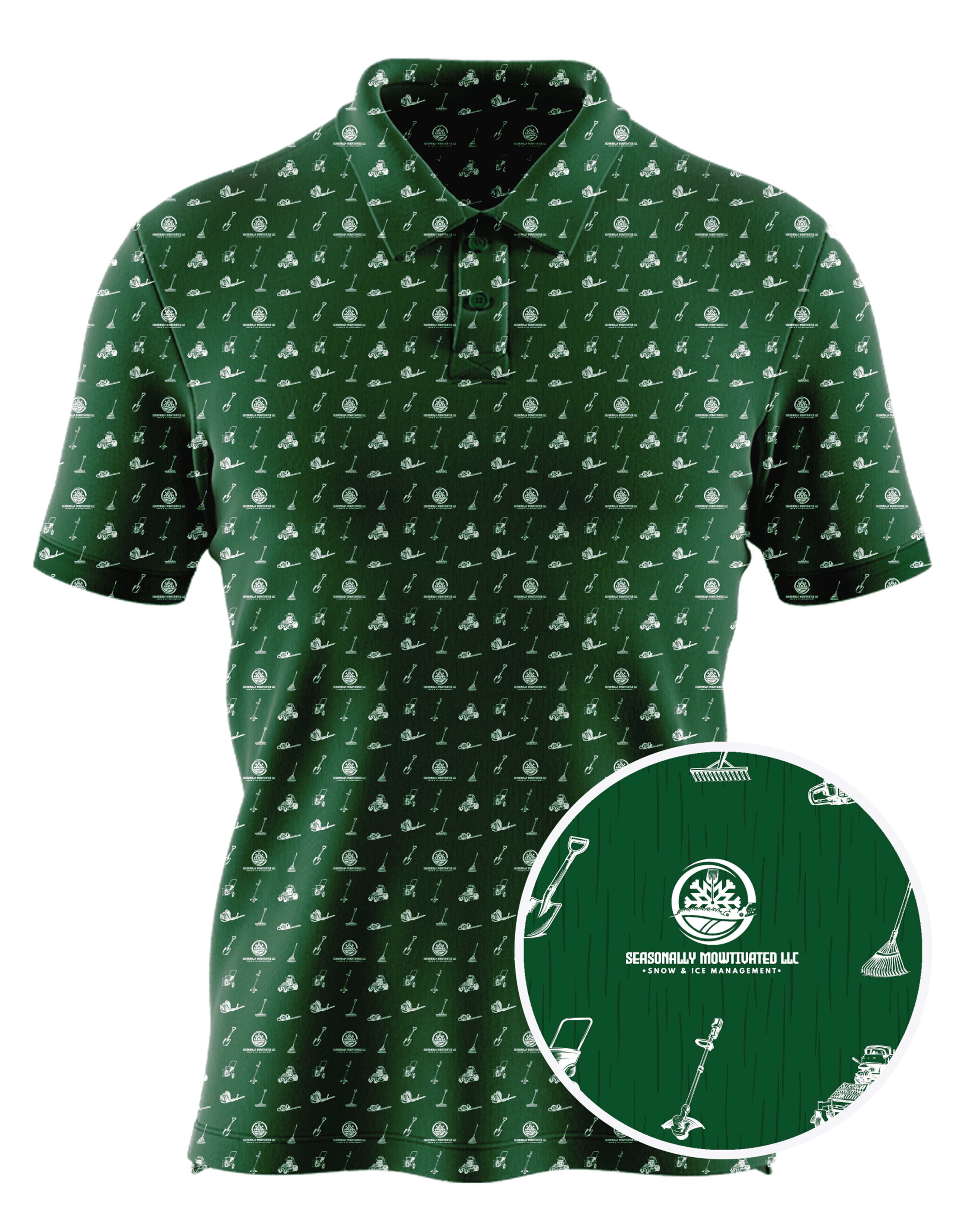 Seasonally Mowtivated LLC custom all-over print polo