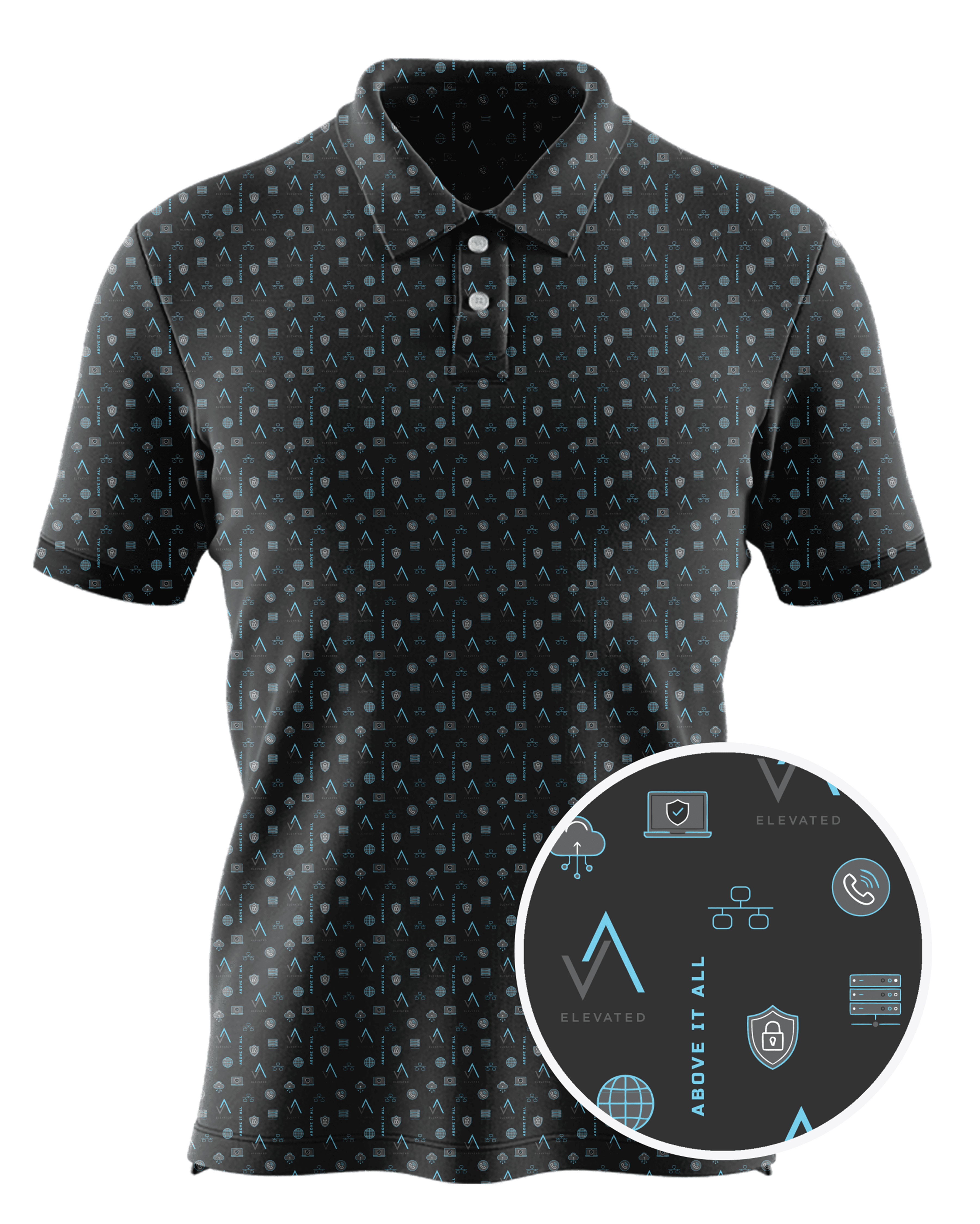 Elevated Networks custom all-over print polo