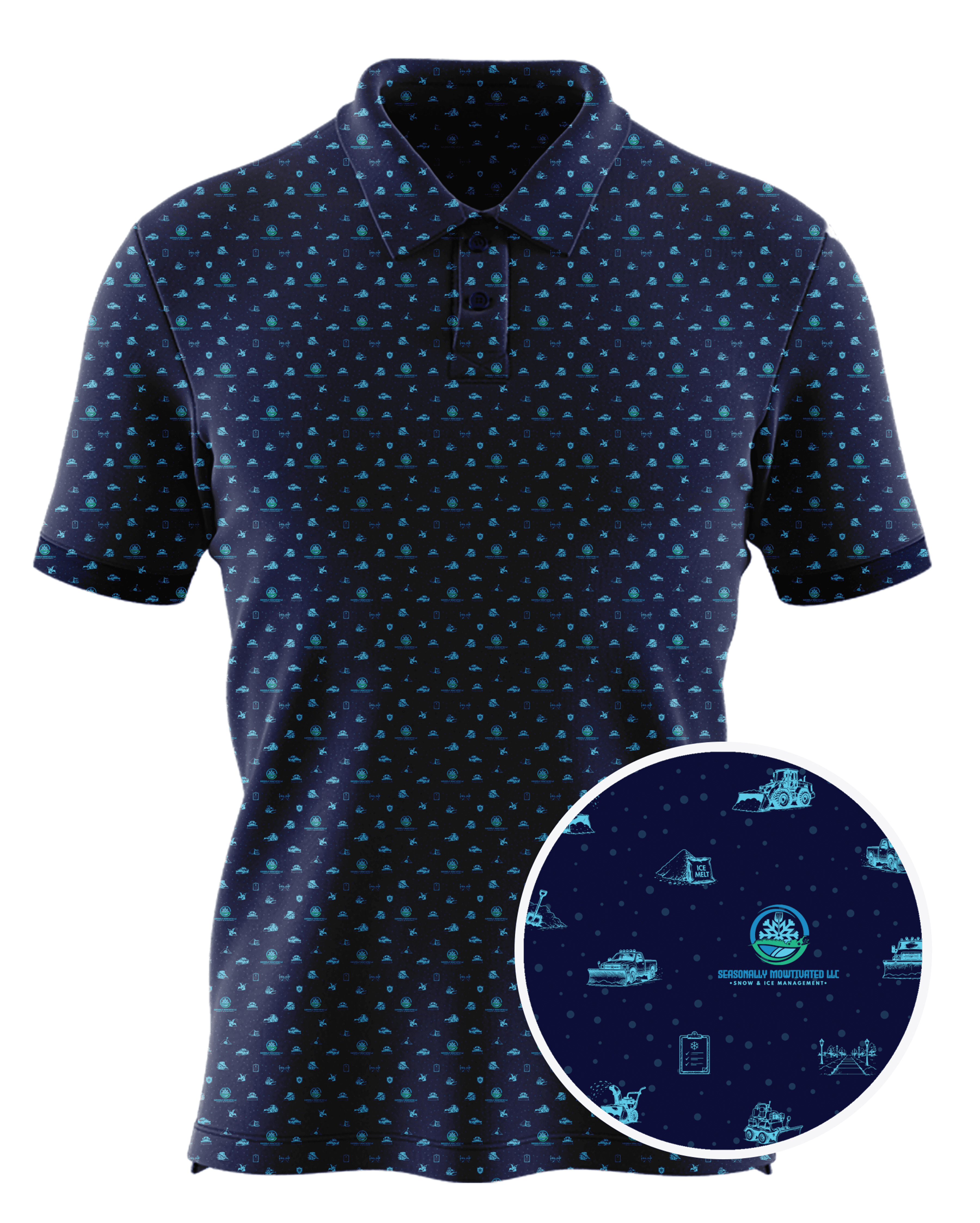 Seasonally Mowtivated LLC custom all-over print polo