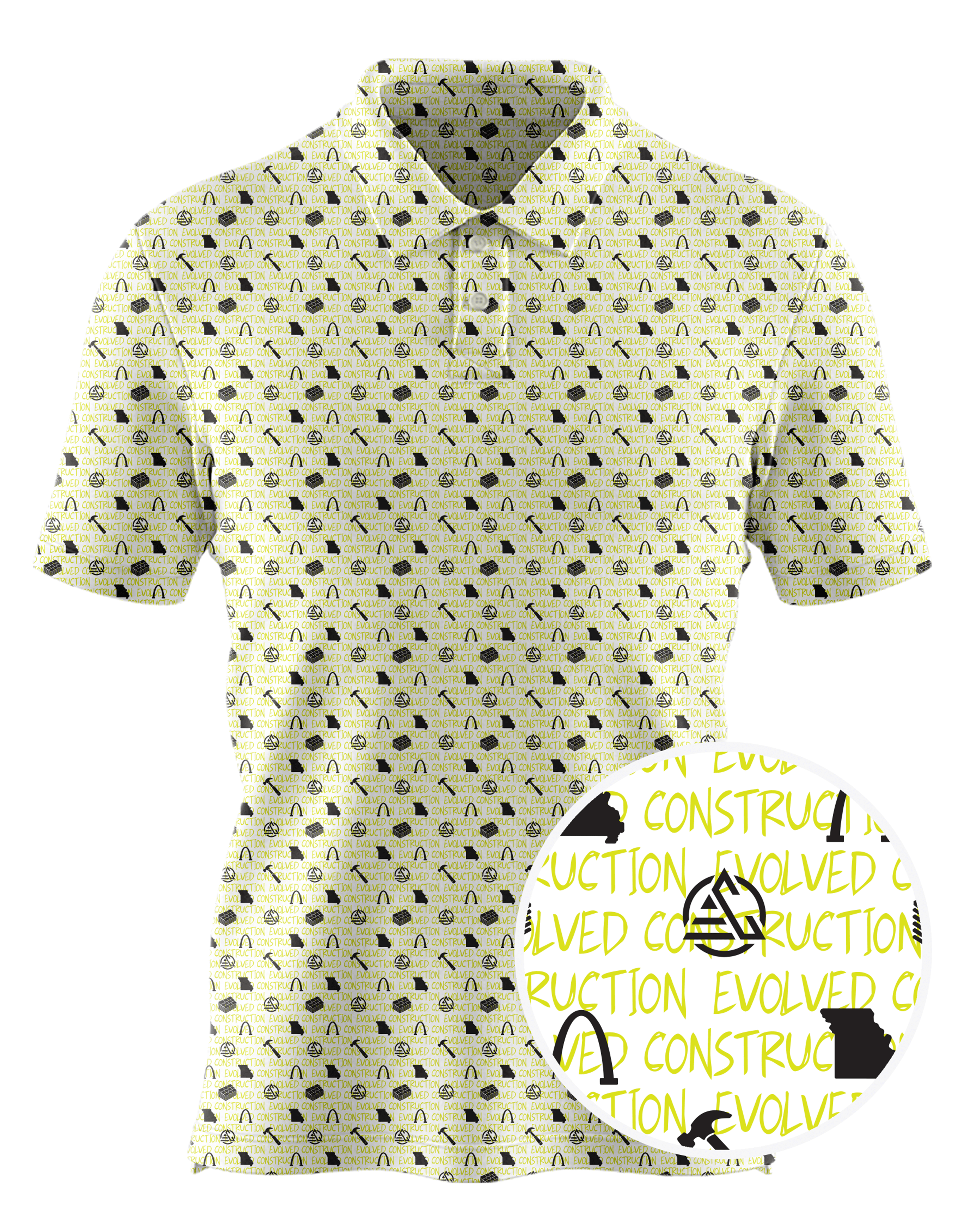 Evolved Construction custom all-over print polo
