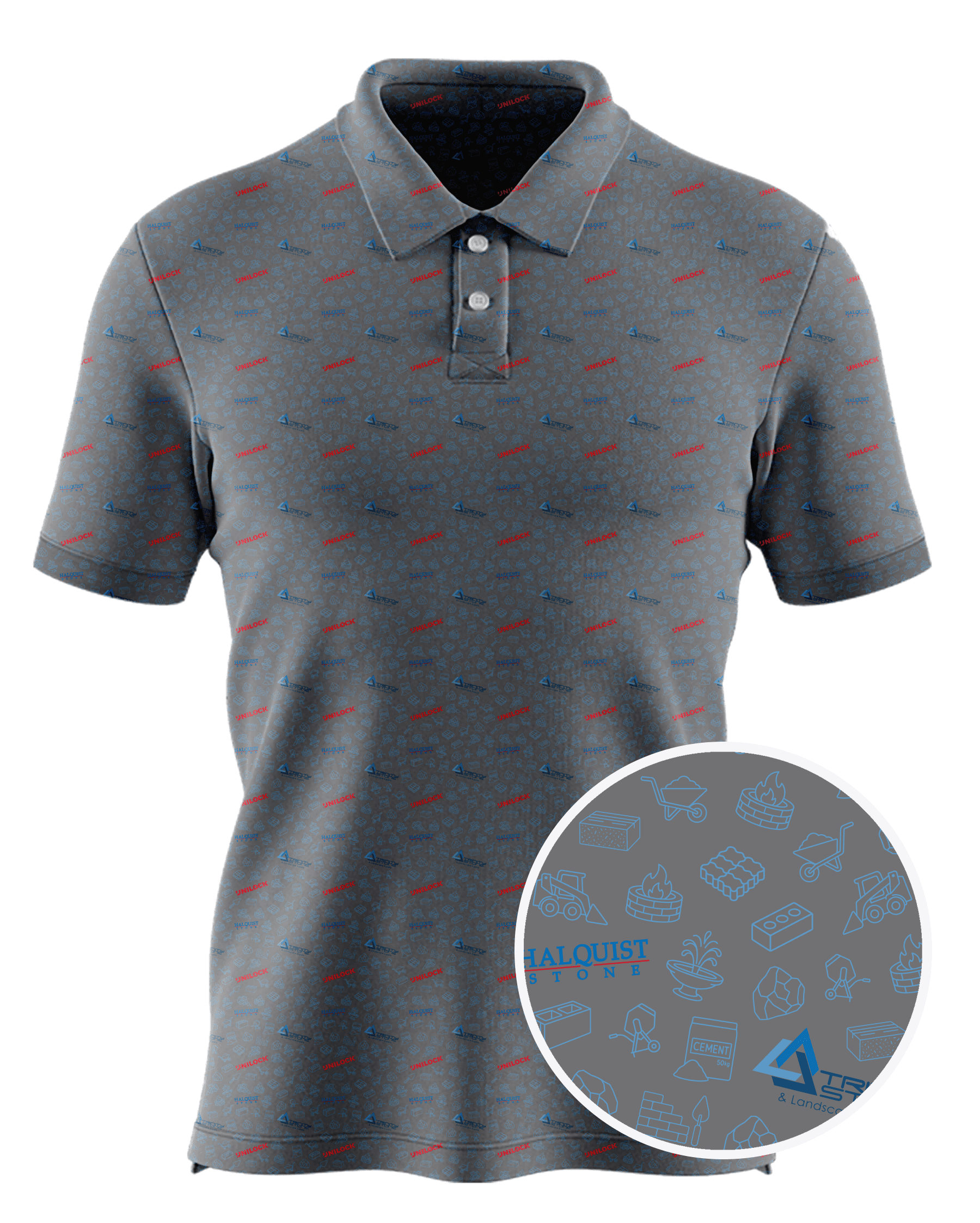 Trinity Stone & Landscape Supply custom all-over print polo
