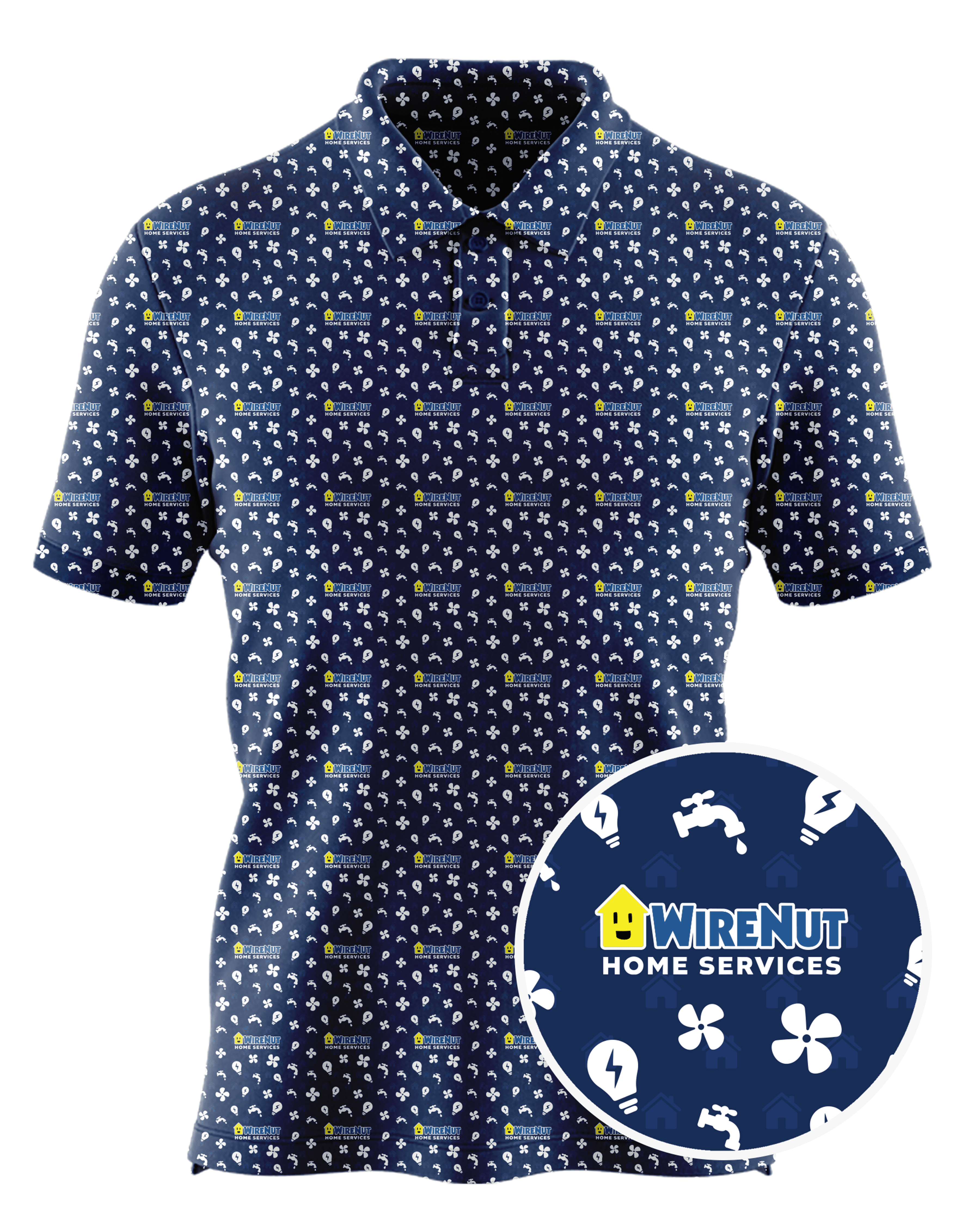 WireNut Home Services custom all-over print polo