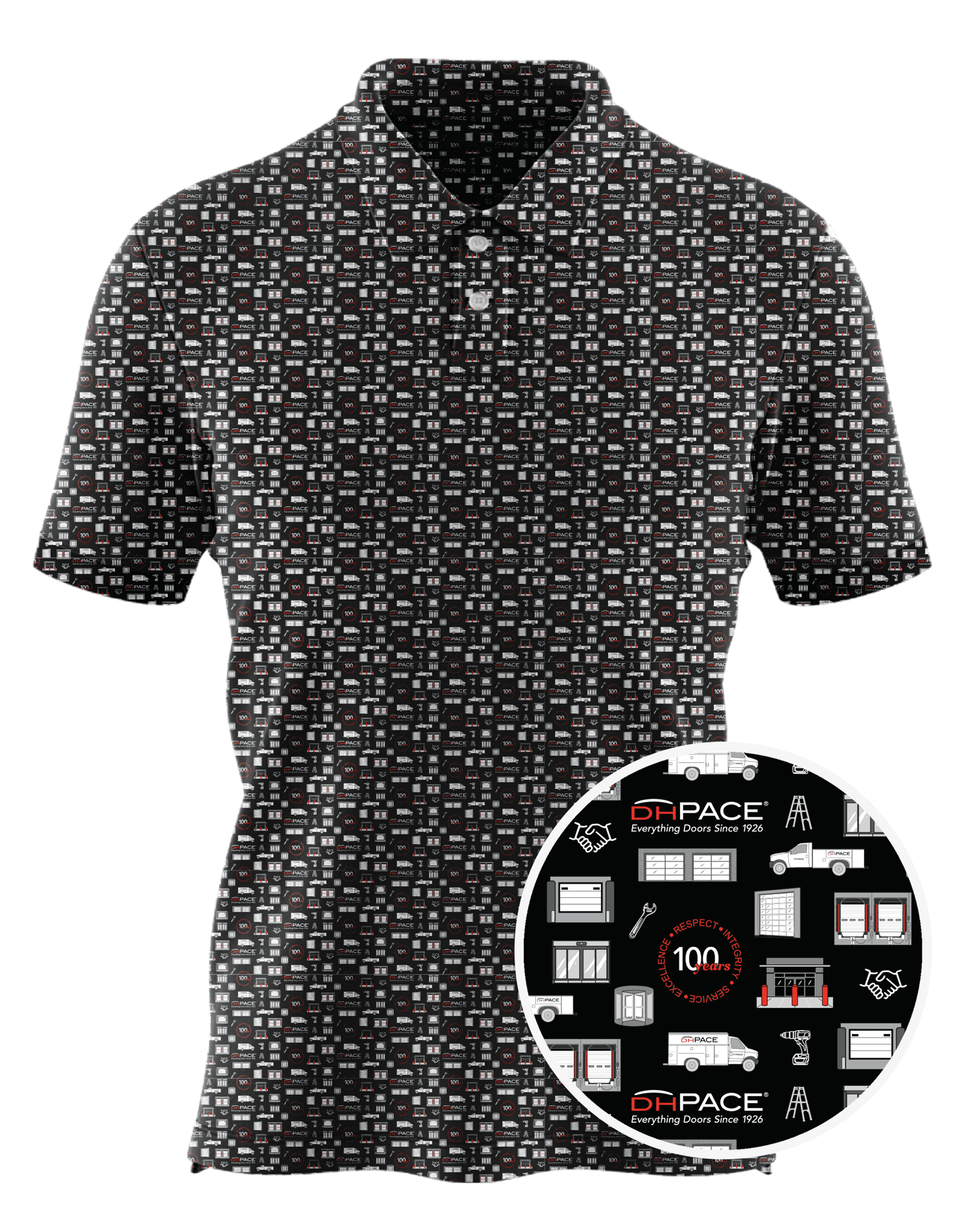 DH Pace custom all-over print polo