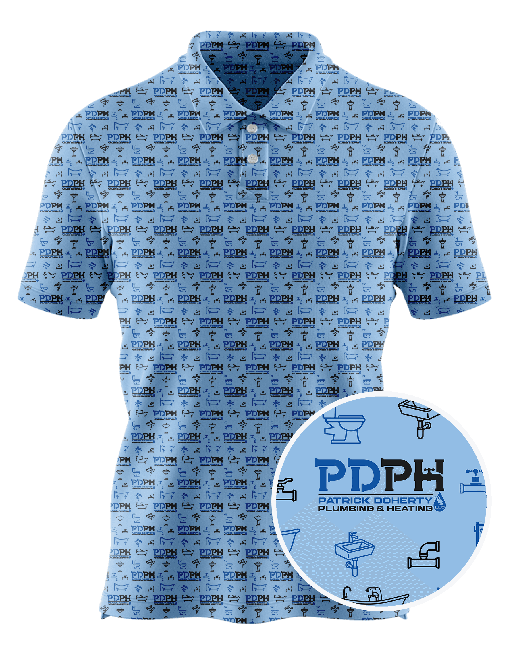 Patrick Doherty Plumbing & Heating LLC. custom all-over print polo