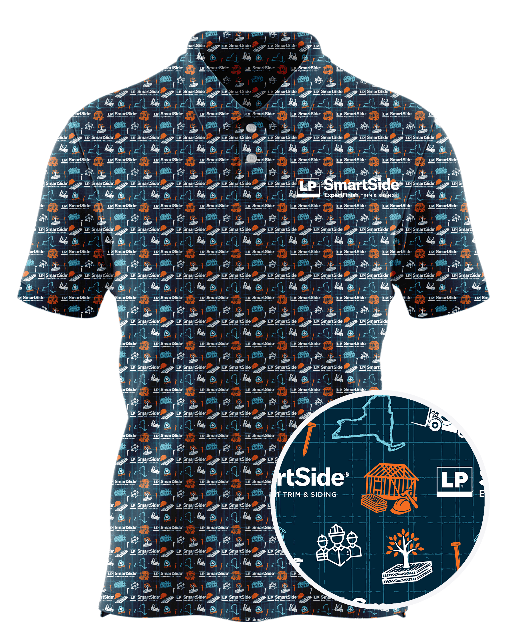 LP Building Solutions custom all-over print polo