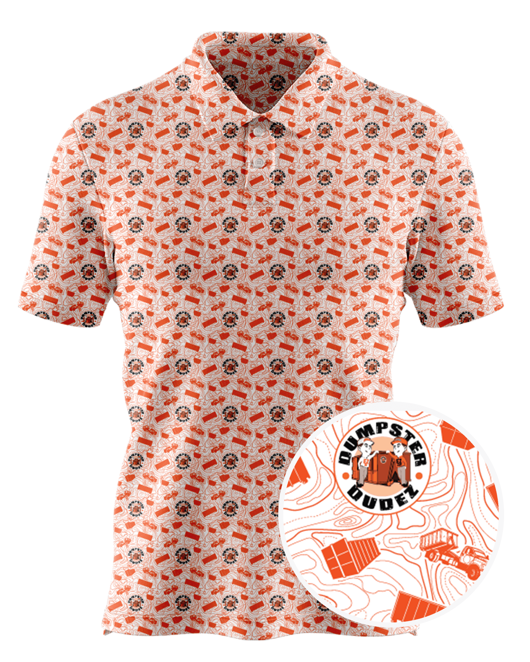Dumpster Dudez custom all-over print polo