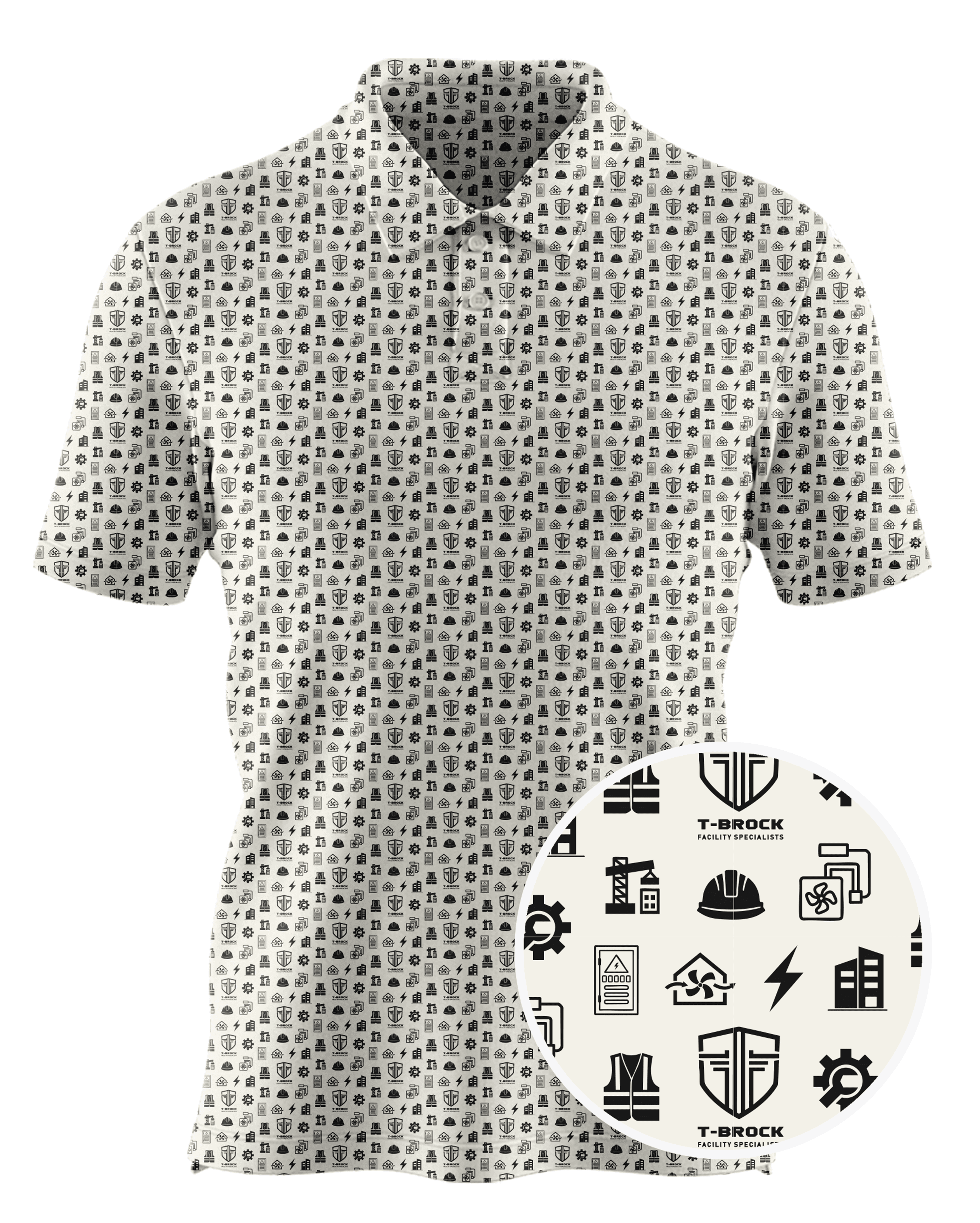 T-Brock Facilities Specialist custom all-over print polo