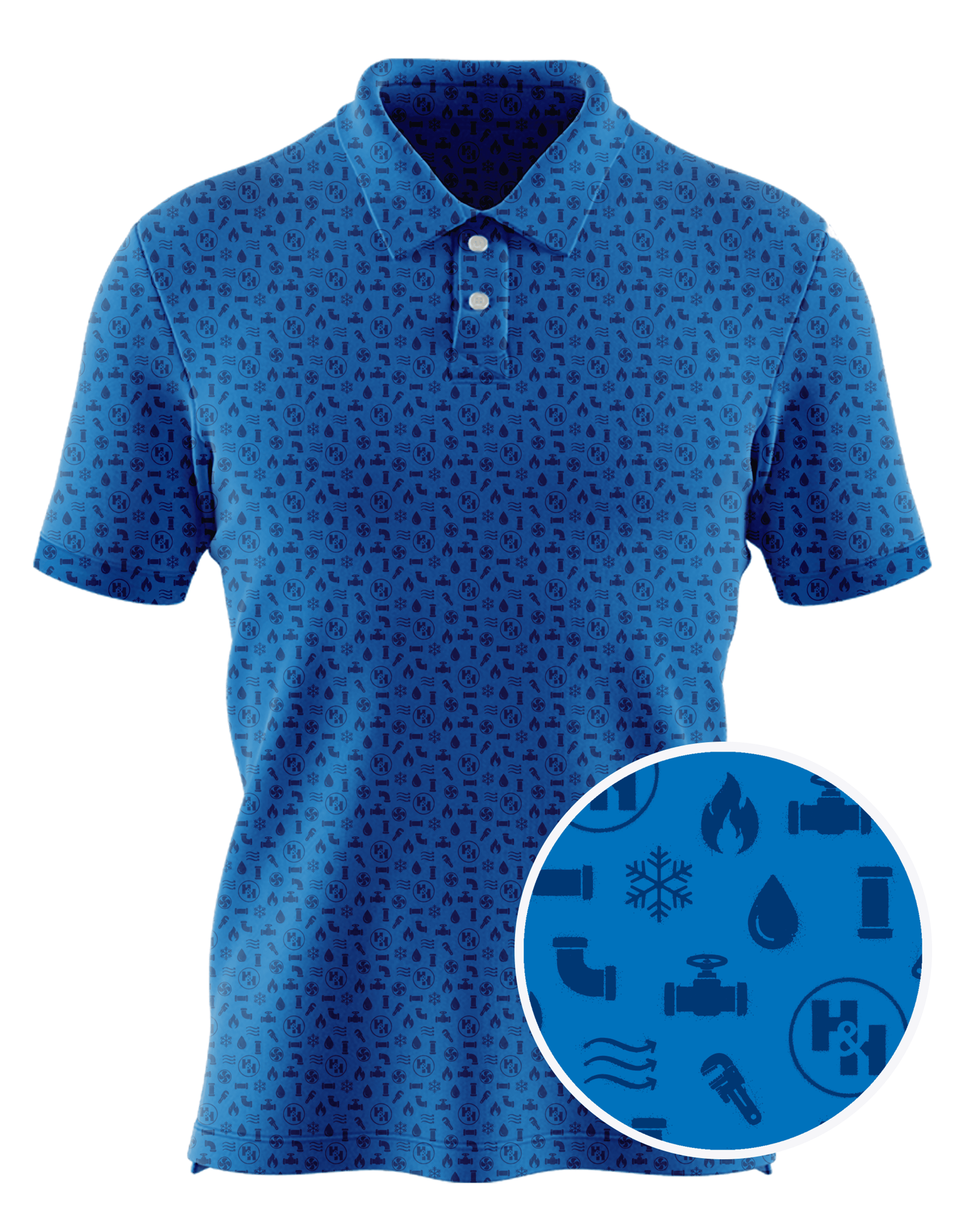 H&H Mechanical, LLC custom all-over print polo
