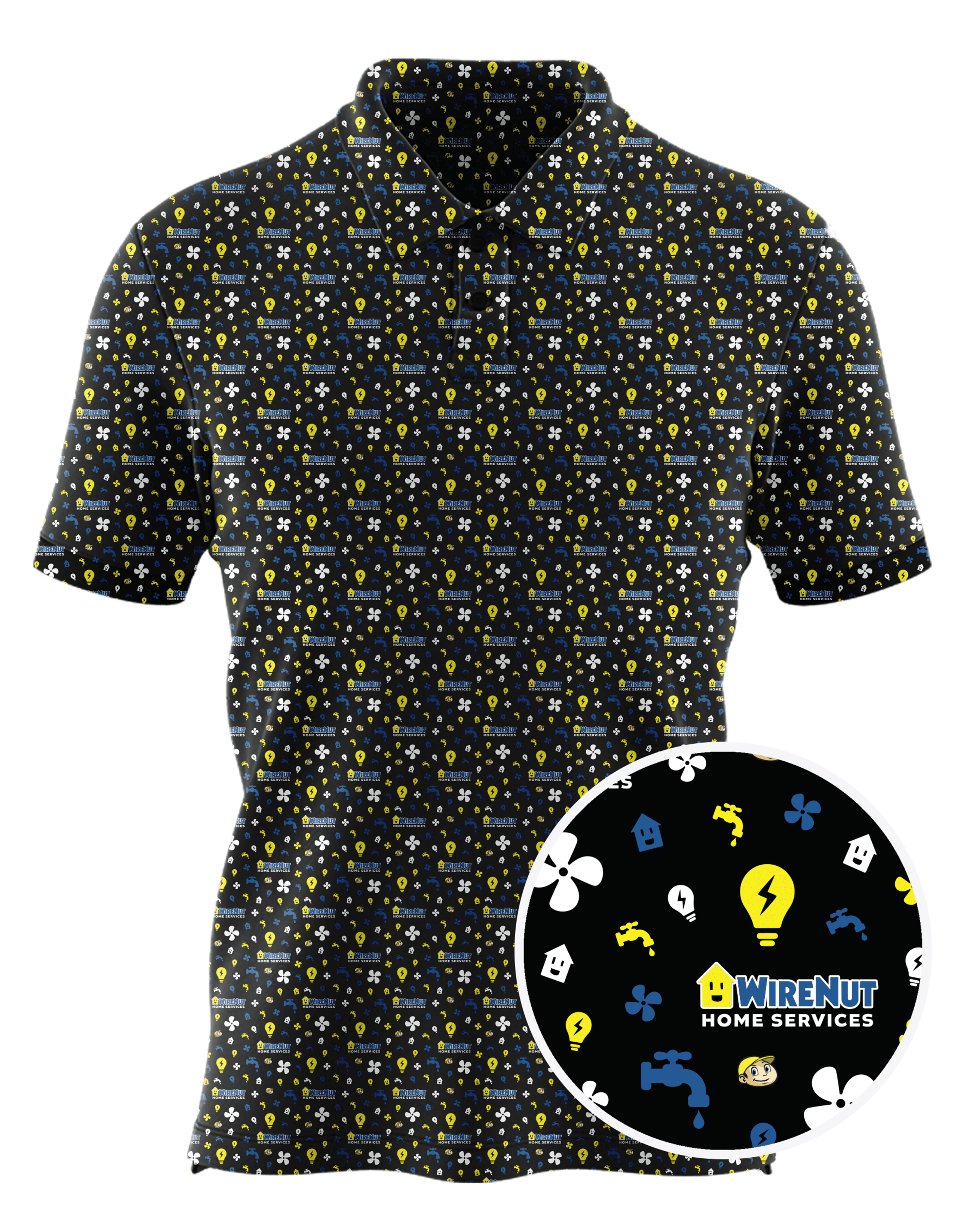 WireNut Home Services custom all-over print polo