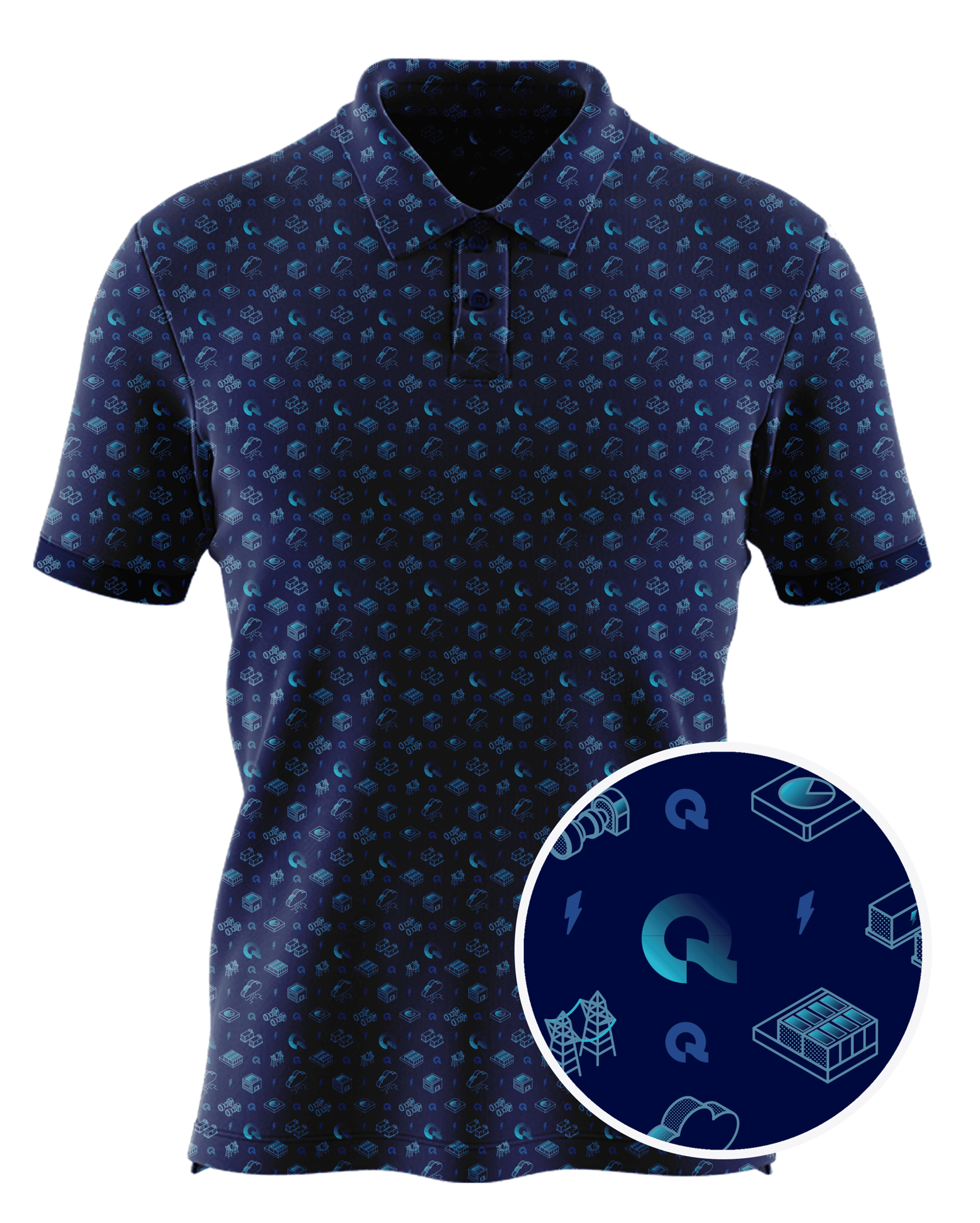 QumulusAI custom all-over print polo