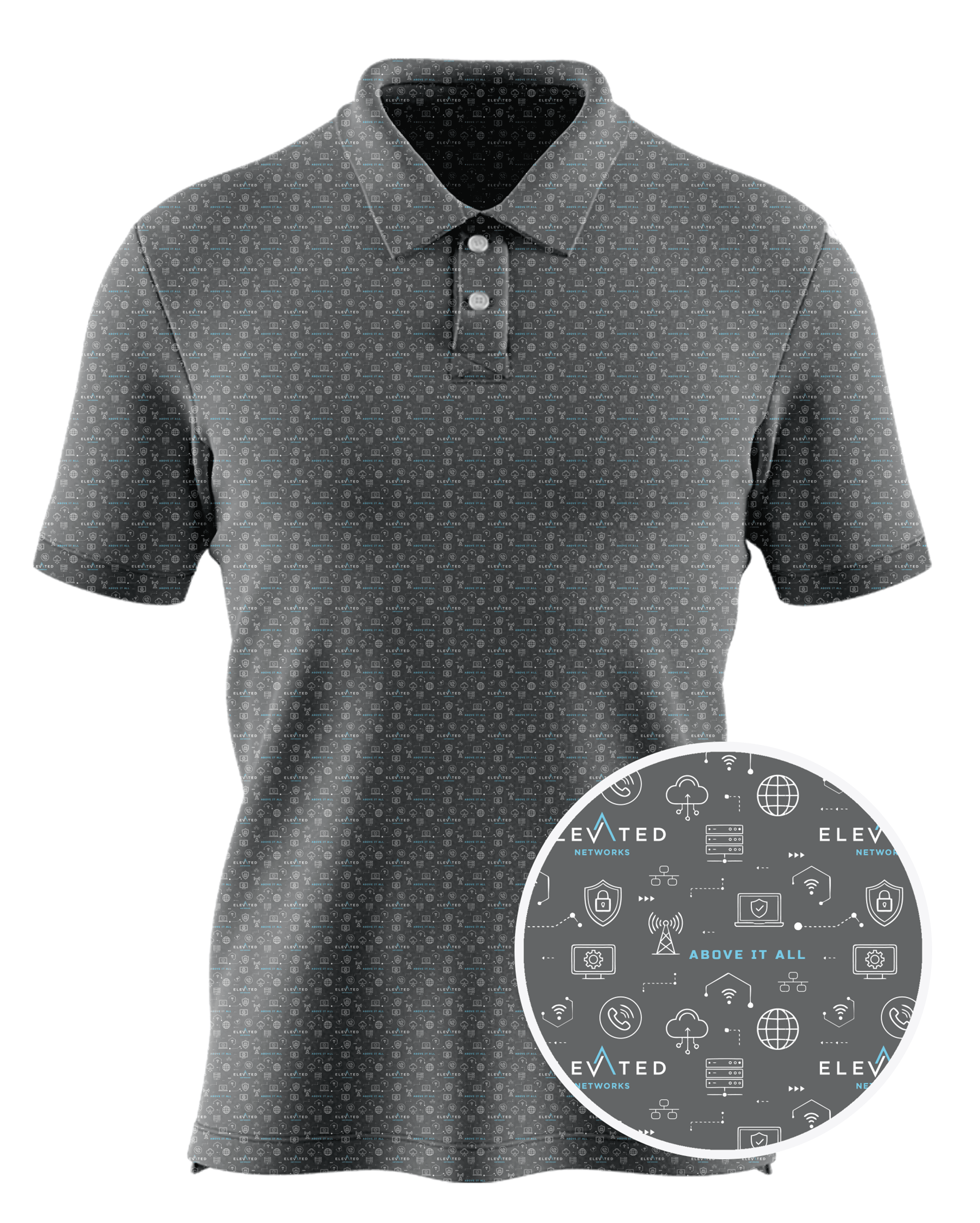 Elevated Networks custom all-over print polo
