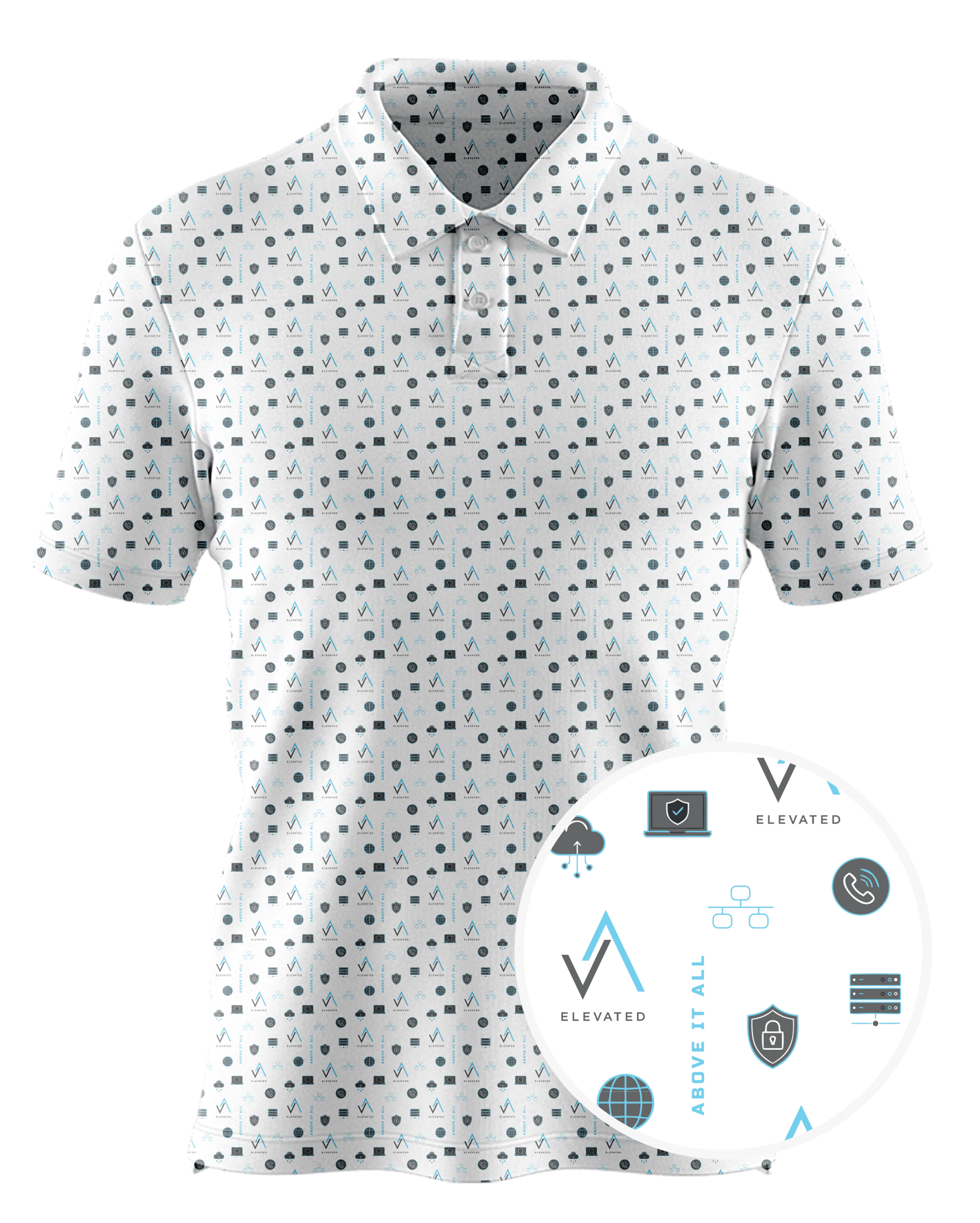 Elevated Networks custom all-over print polo