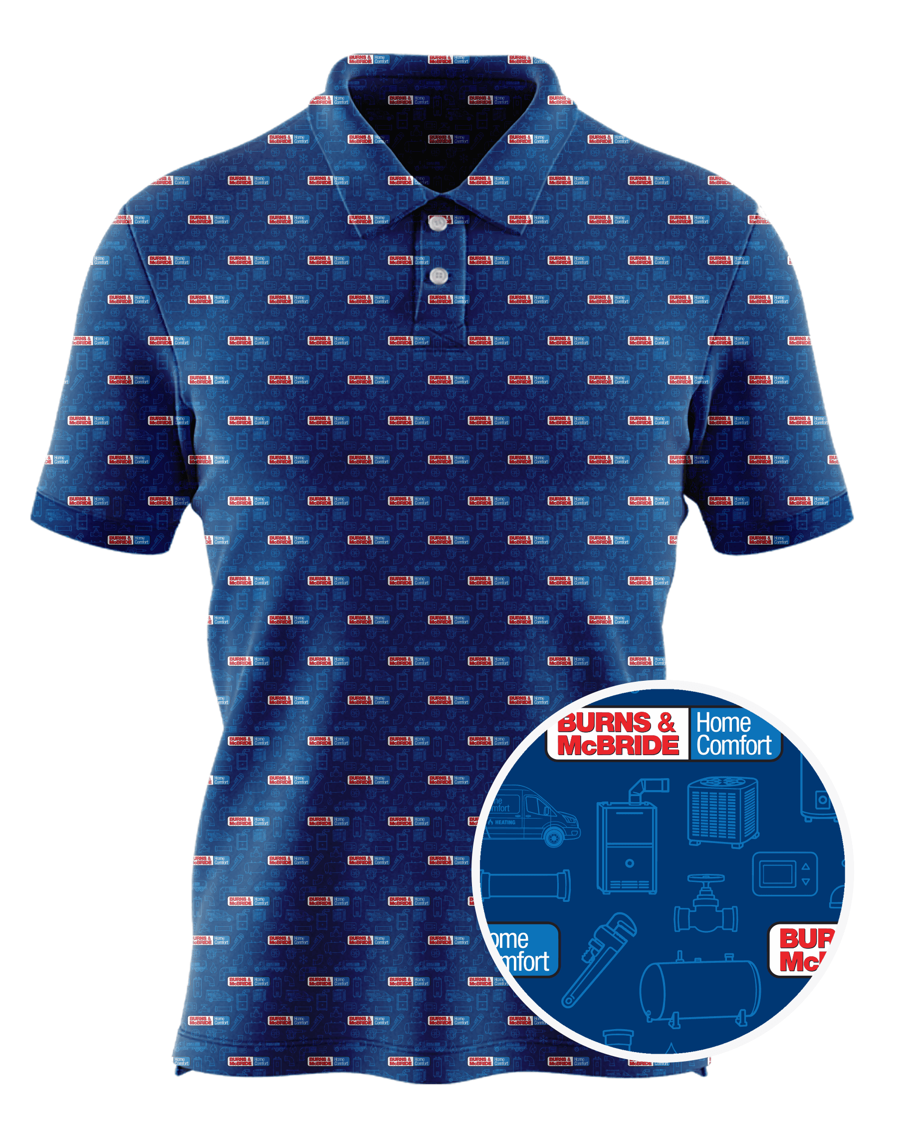 Burns & McBride Home Comfort custom all-over print polo