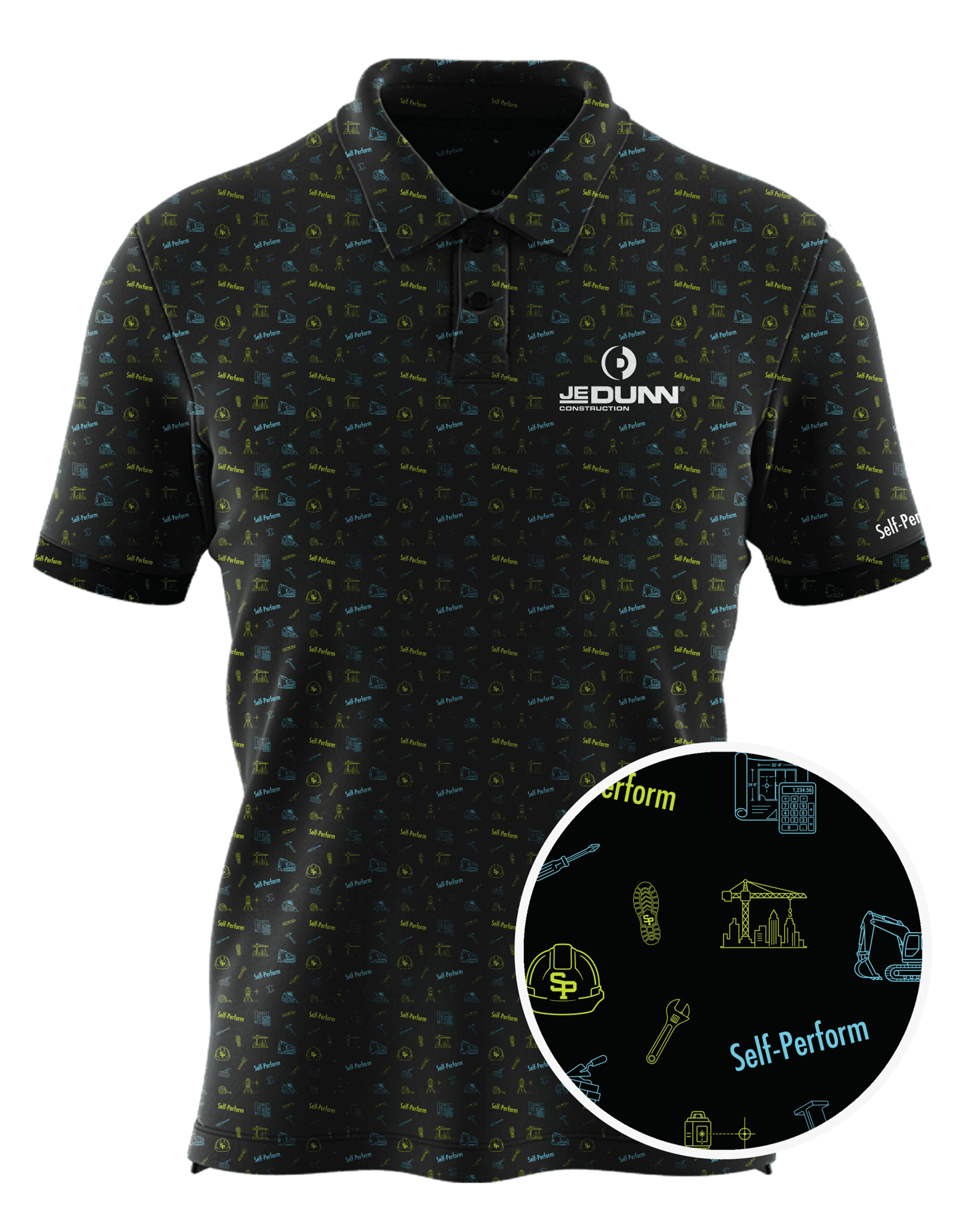 JE Dunn Construction custom all-over print polo