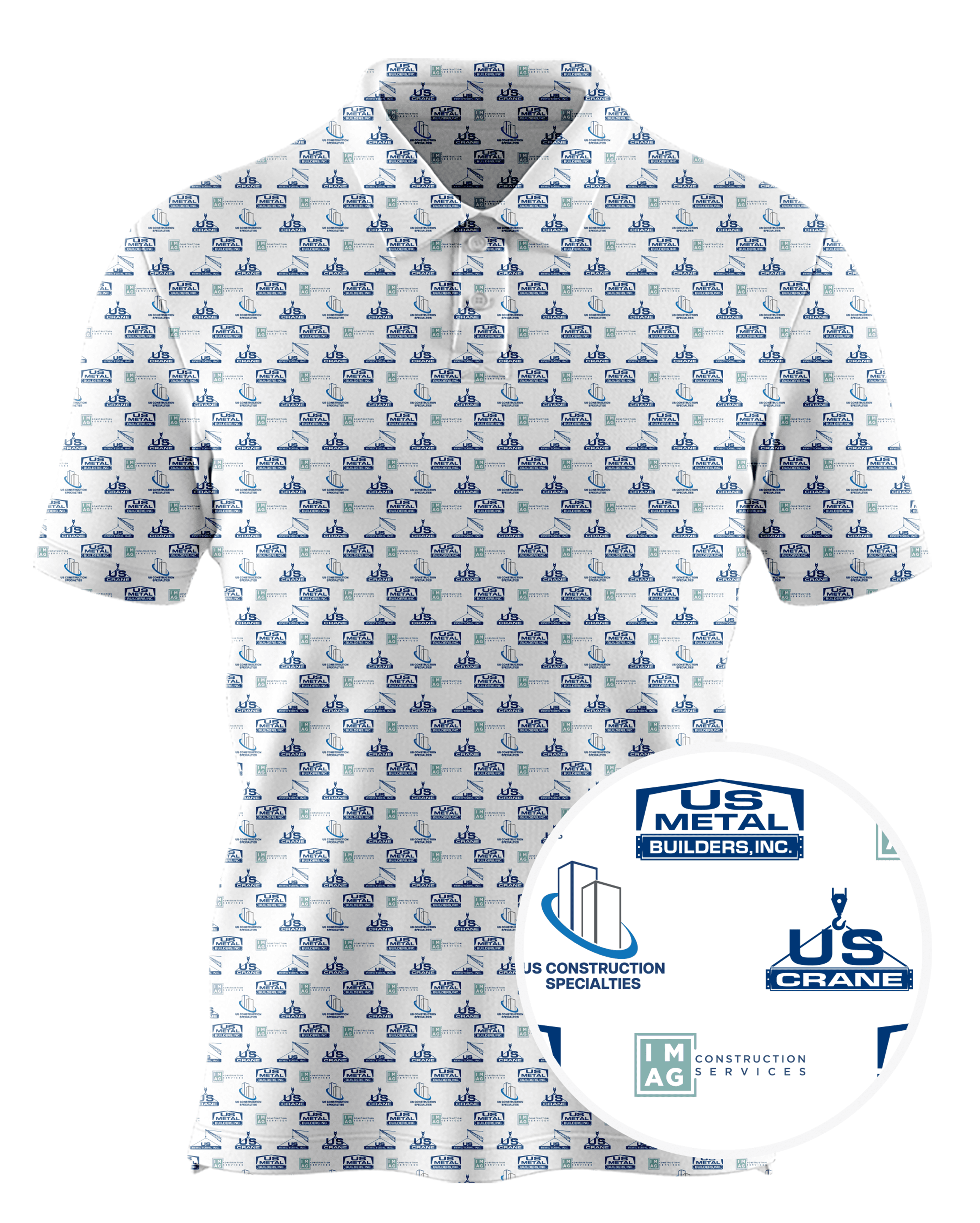US Erectors, Inc. custom all-over print polo
