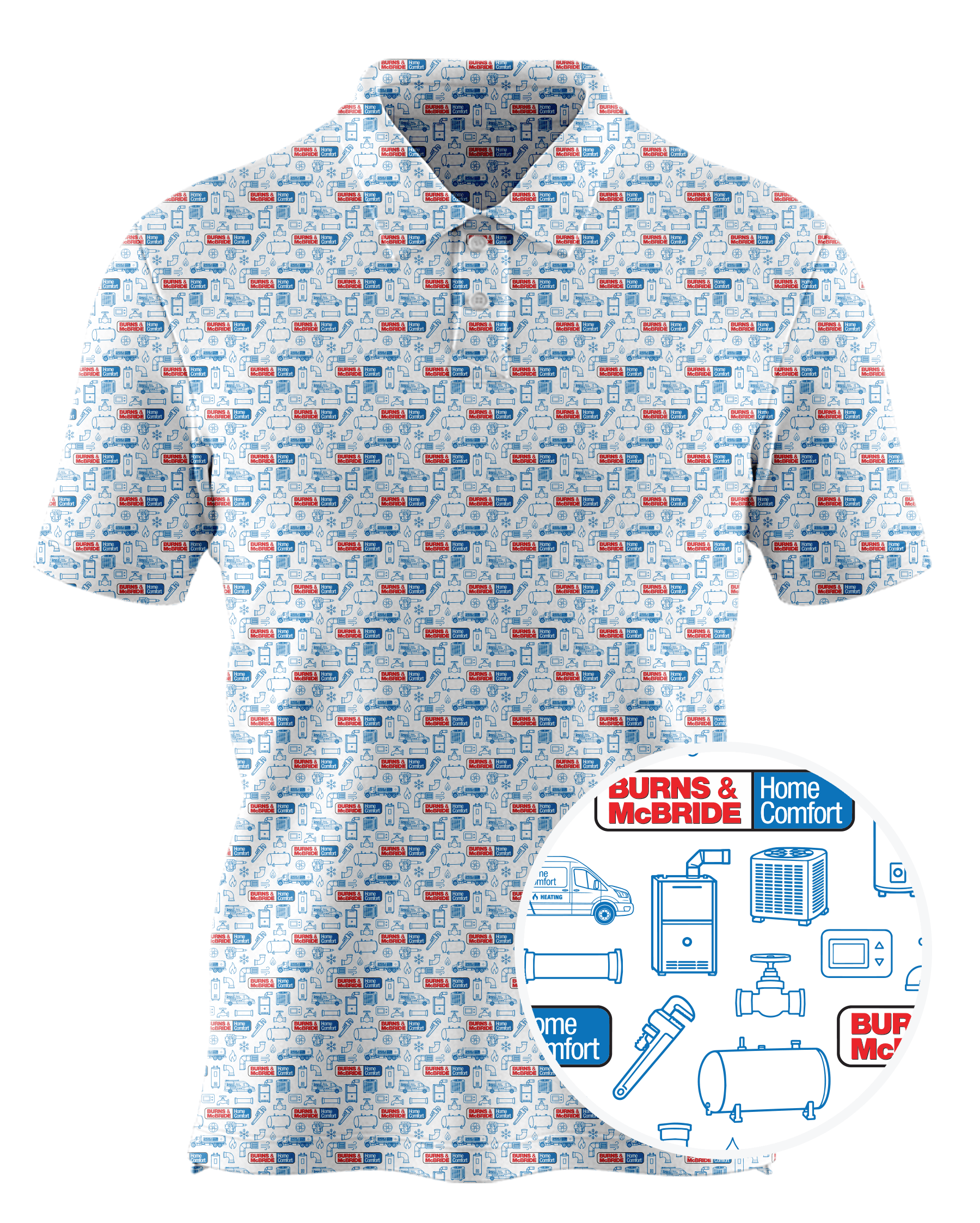 Burns & McBride Home Comfort custom all-over print polo