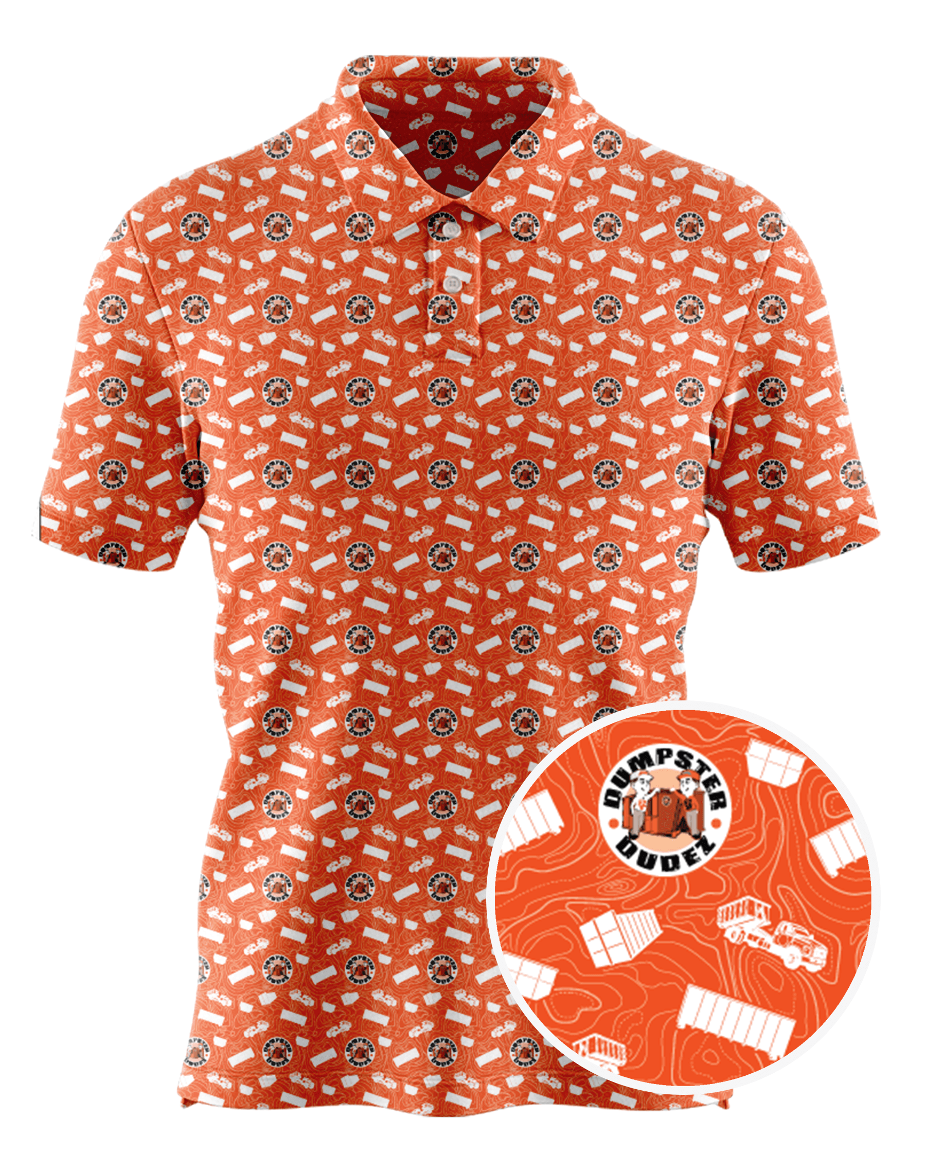 Dumpster Dudez custom all-over print polo