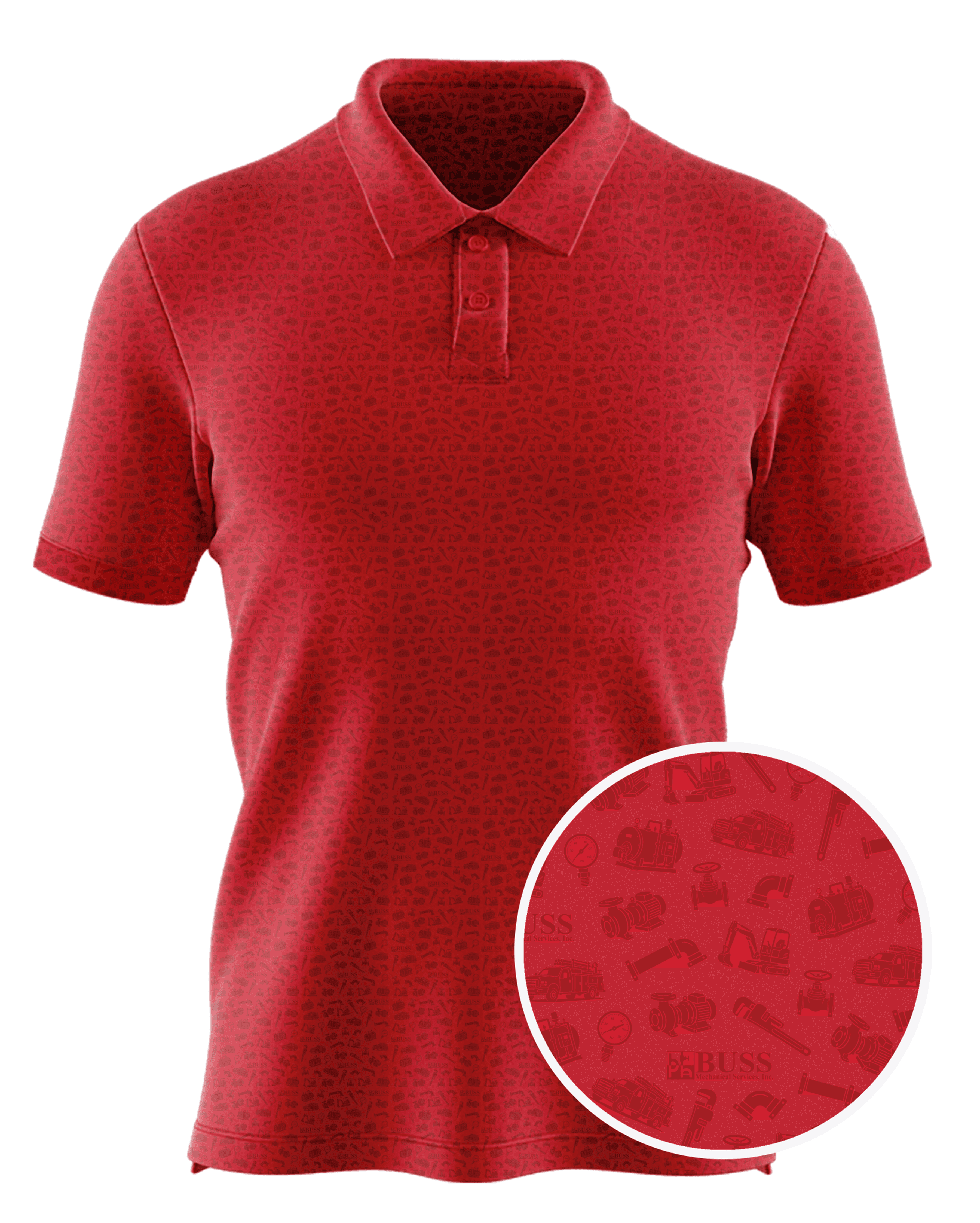 Buss Mechanical Services, Inc. custom all-over print polo