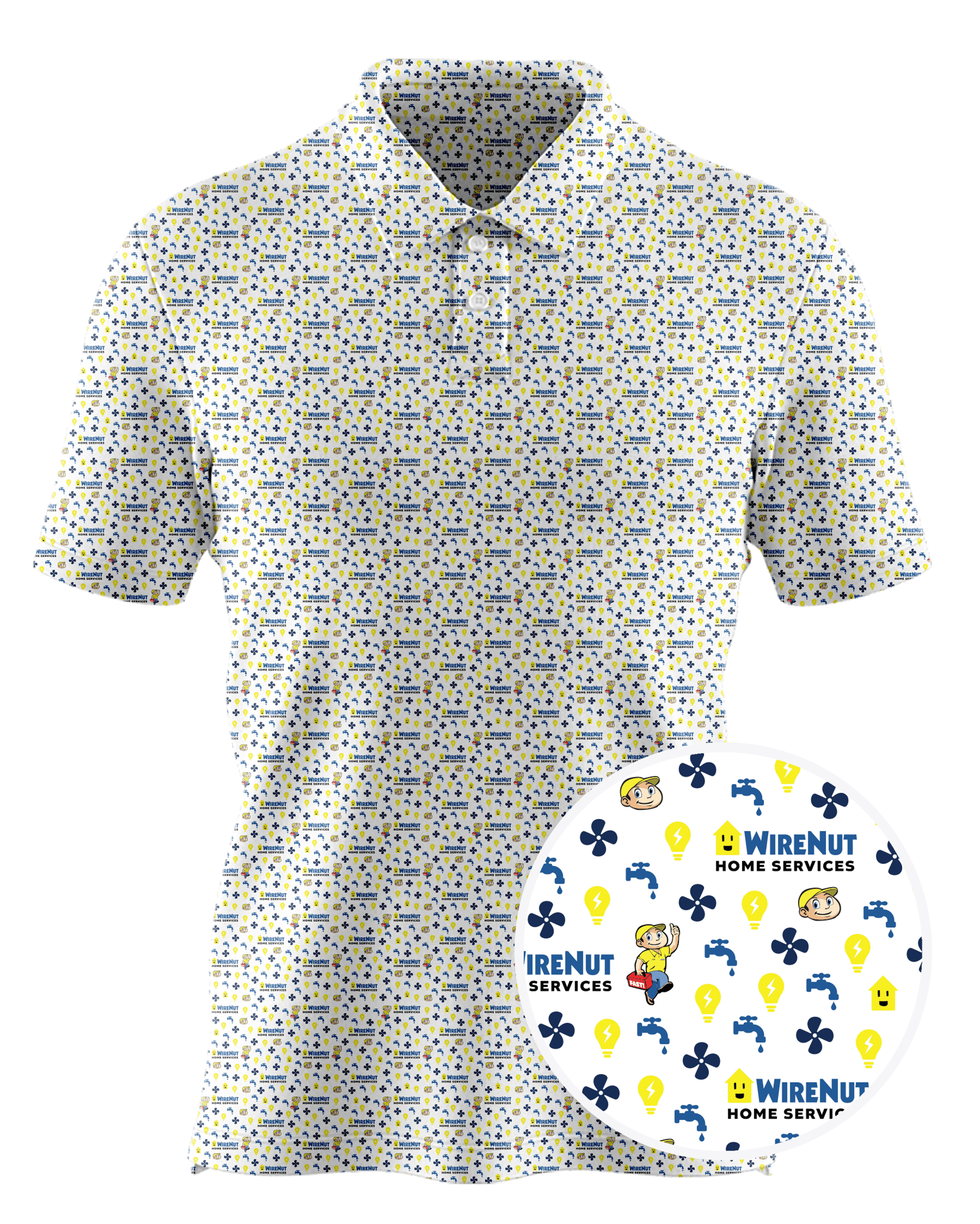 WireNut Home Services custom all-over print polo