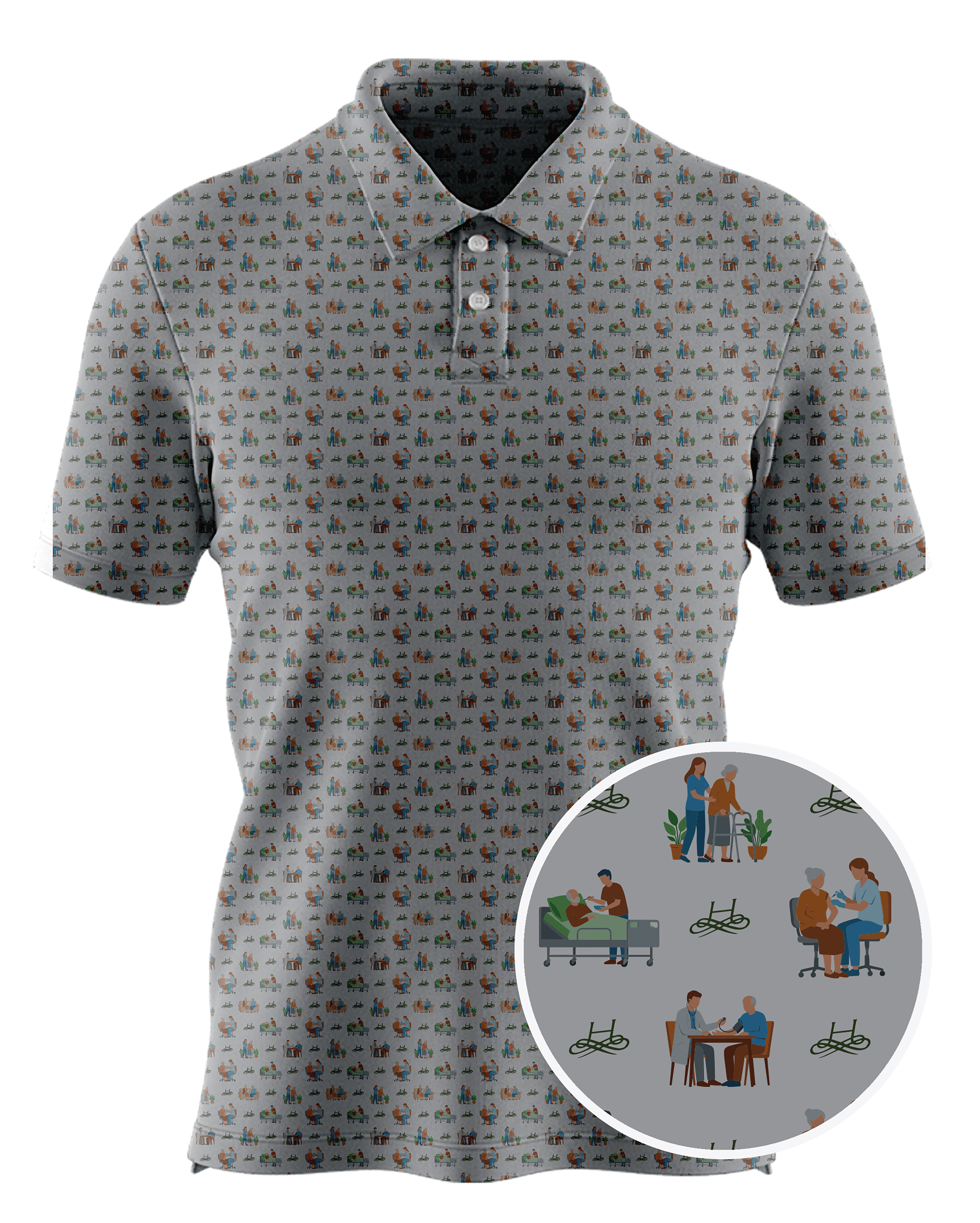 Hyde Park Healthcare Center custom all-over print polo