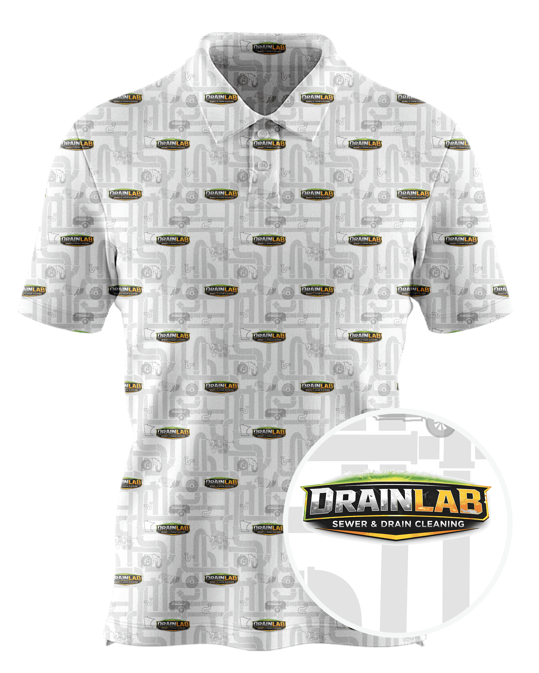 Drain Lab Services custom all-over print polo