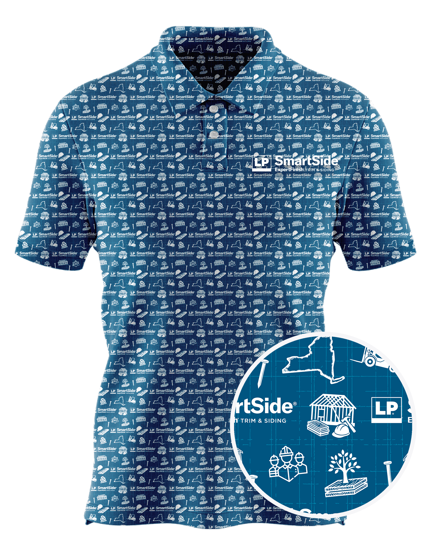 LP Building Solutions custom all-over print polo